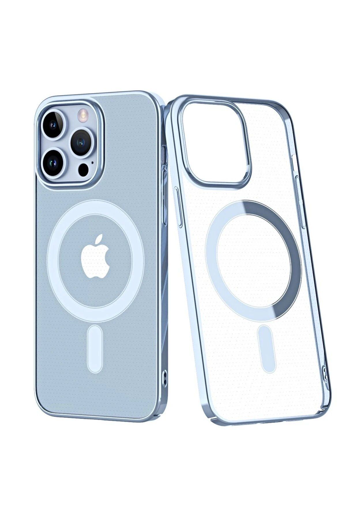 CepteToptan Newface iPhone 14 Pro Max Kılıf Element Magneticsafe Sert Kapak - Sierra Blue