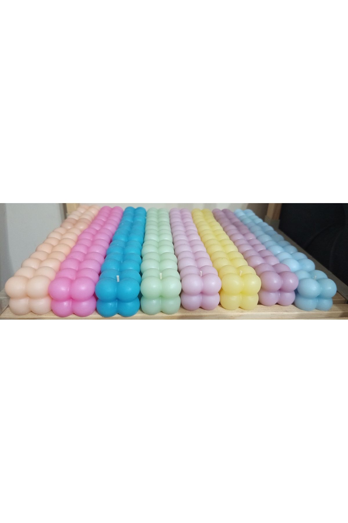 ZEYNSTUFFS HEDİYE EŞYA 25 Adet 5 Soft Renk Özel Mini Bubble Mum Davet Nikah Söz Nişan Kına Hediyeliği