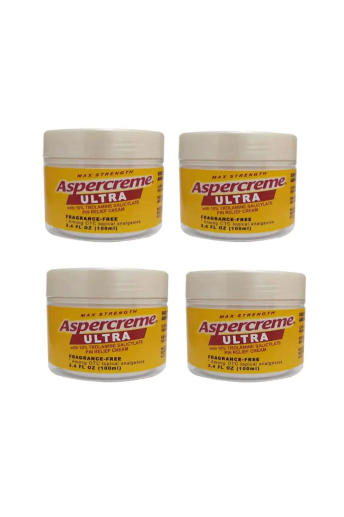 ÖYKÜ VE YİĞİT Aspercreme Ultra Sırt, Bel, Kas, Diz, Dirsek, Vücut Ağrı Masaj Kremi 100 ml X 4 Adet