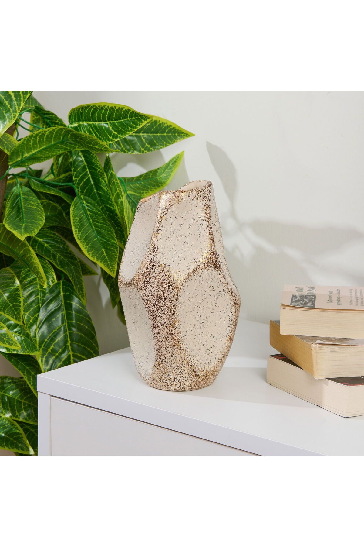 Evidea Urthania Vazo - Bej / Gold - 25 cm