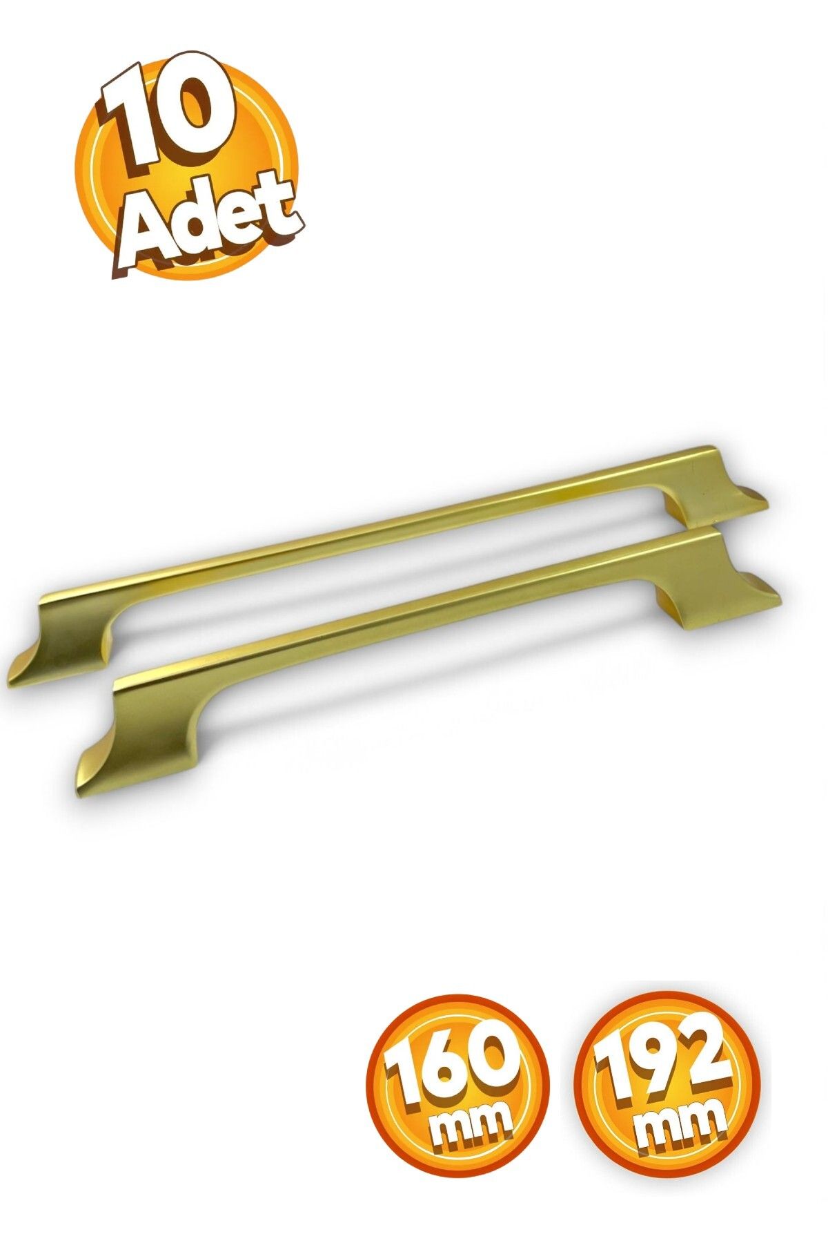 EGESEL Dolap Çekmece Kulp Yason Model 10 Adet 160-192 mm Mobilya Kulbu 1. Sınıf Metal / Antik Sarı ve Altın