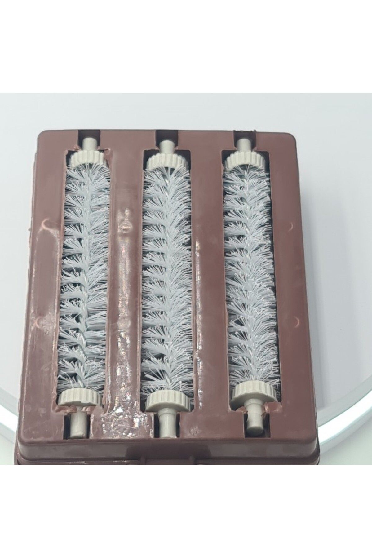 dalimag-Carpet brush, rollers, 3 rollers, simple model, removable handle, 16 x 12 cm, brown 2