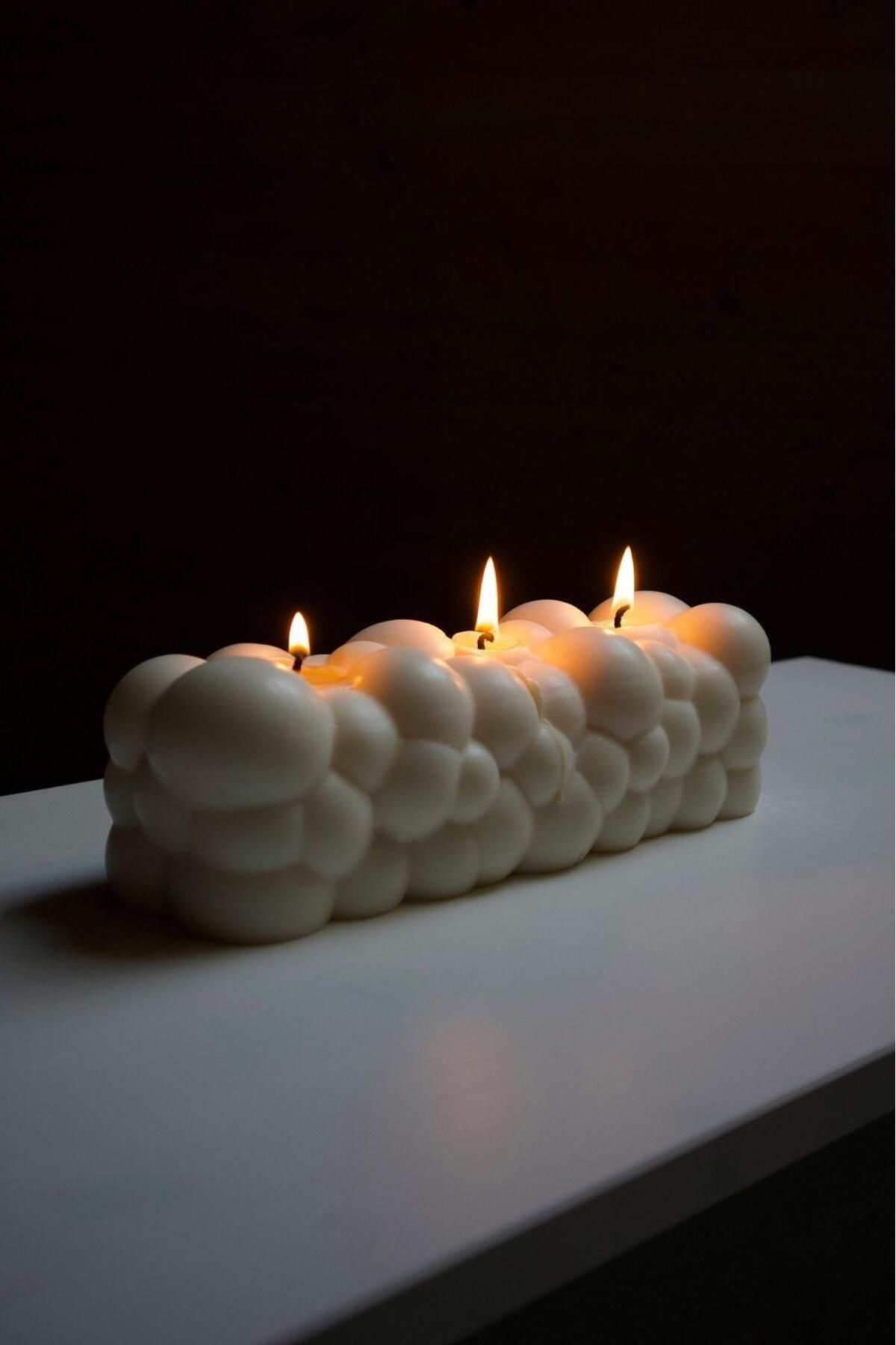 SCA CANDLE Dekoratif Mum Top model kırkı Beyaz Renk