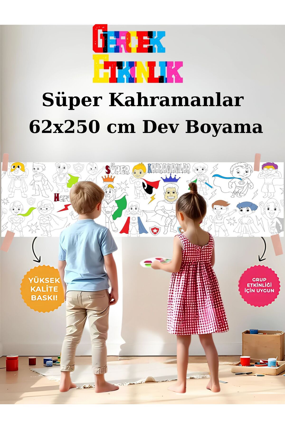 AlpiLeo Süper Kahramanlar 2.5M Dev Boyama Kağıdı | Doğum Günü Özel Aktivite