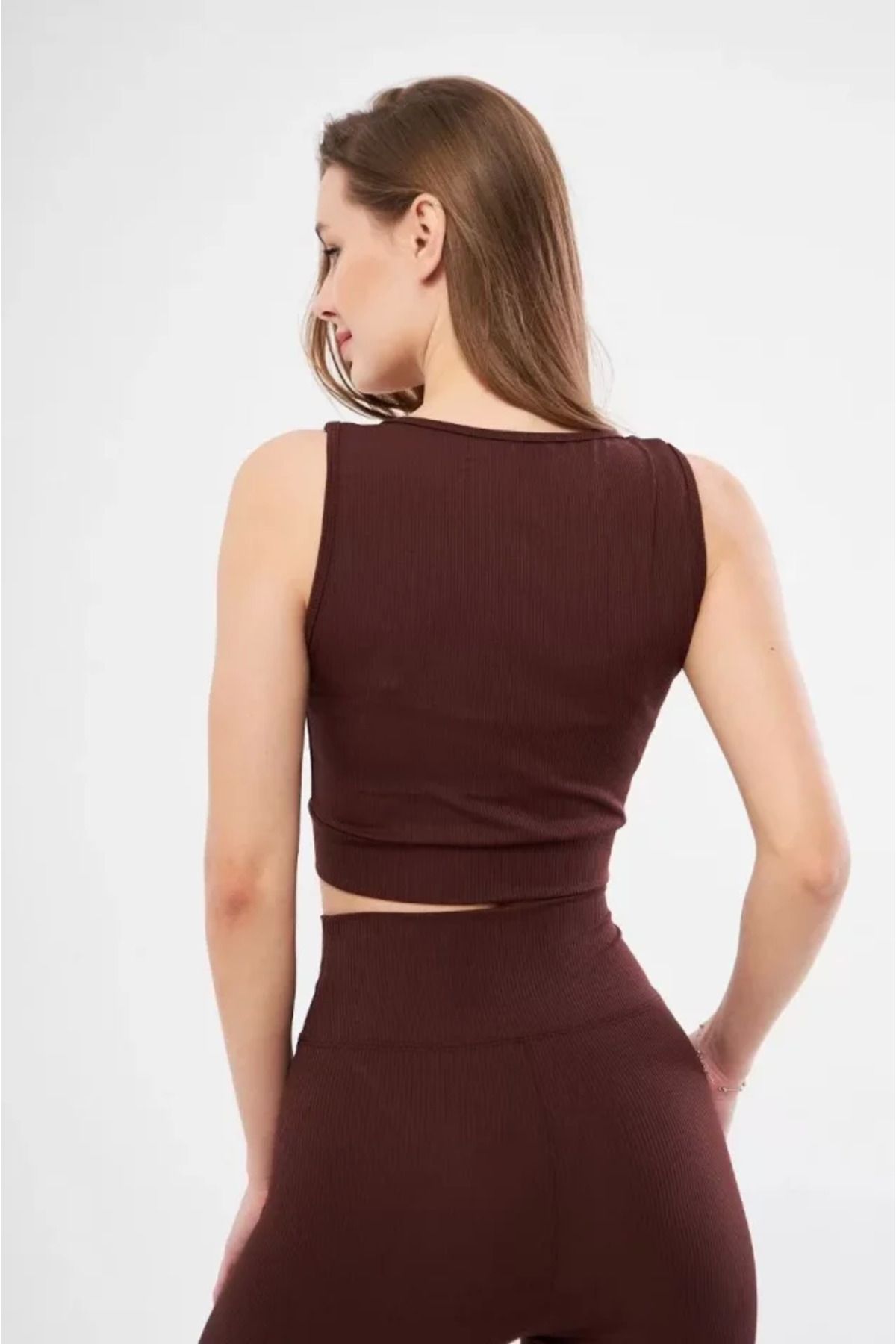 ZORM Fitilli Baskılı Bordo Crop Bluz