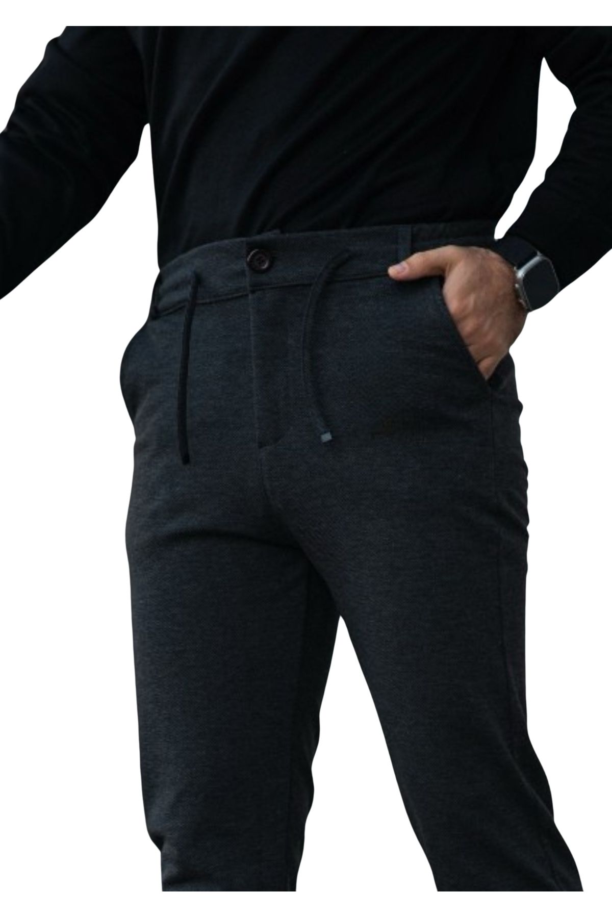 ManKlas Pantolon Erkek Klasik Jagger Bağcık Detaylı Erkek Jogger Likralı Erkek Kumaş Pantolon