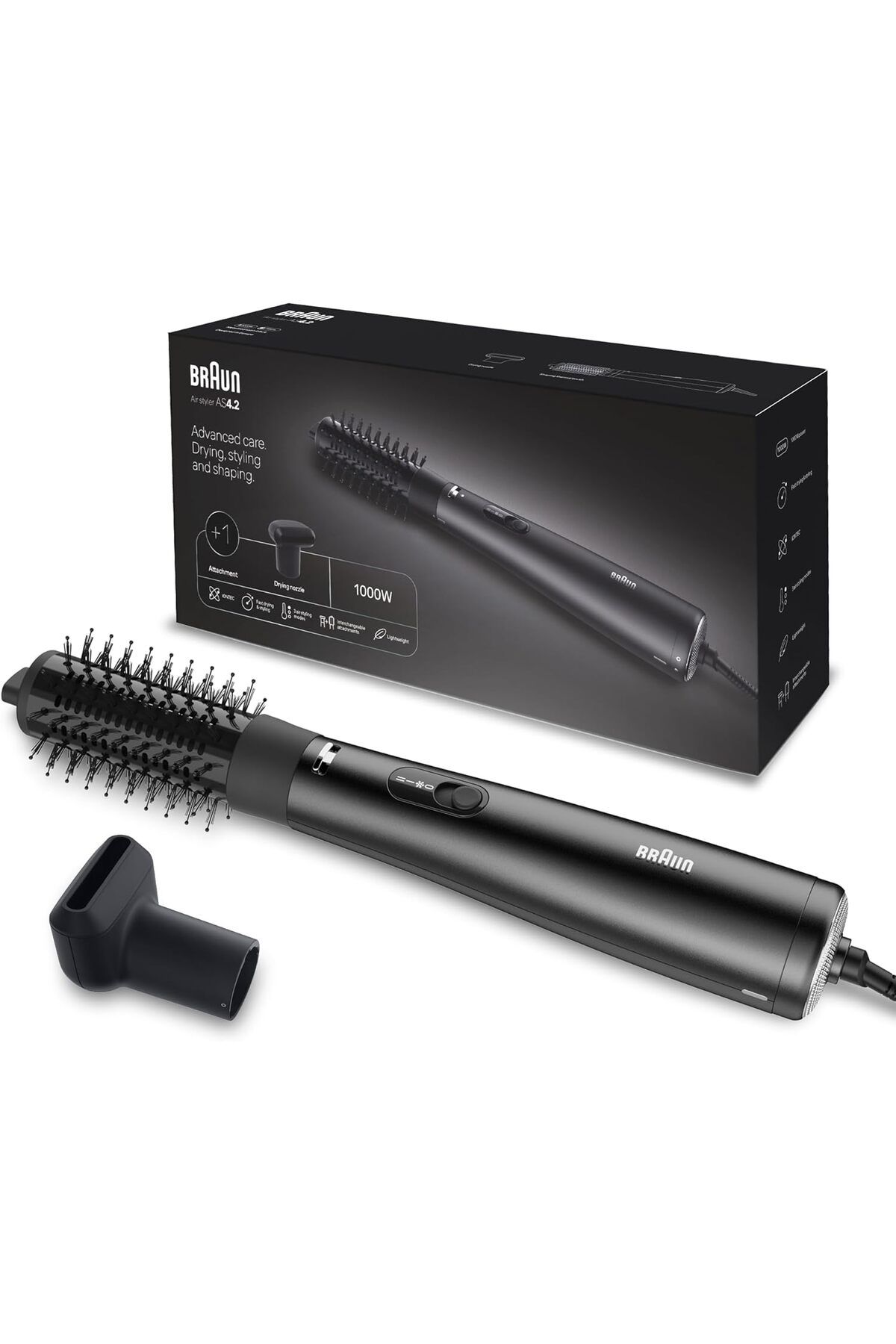 Braun-Braun Airstyler AS4.2 Advanced Care Drying, Styling & Shaping 1000W with Airbrush Nozzle 1
