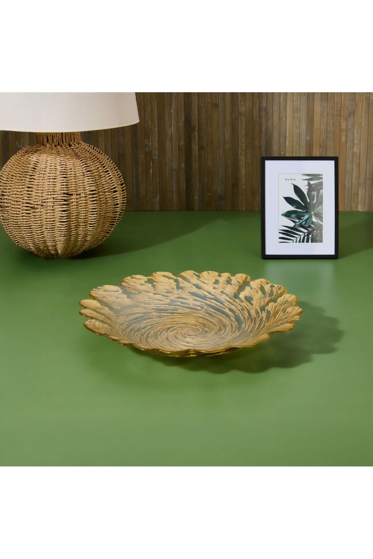 ASPARTAM Deco Varaklı Dekoratif Tabak - Altın - 33 cm