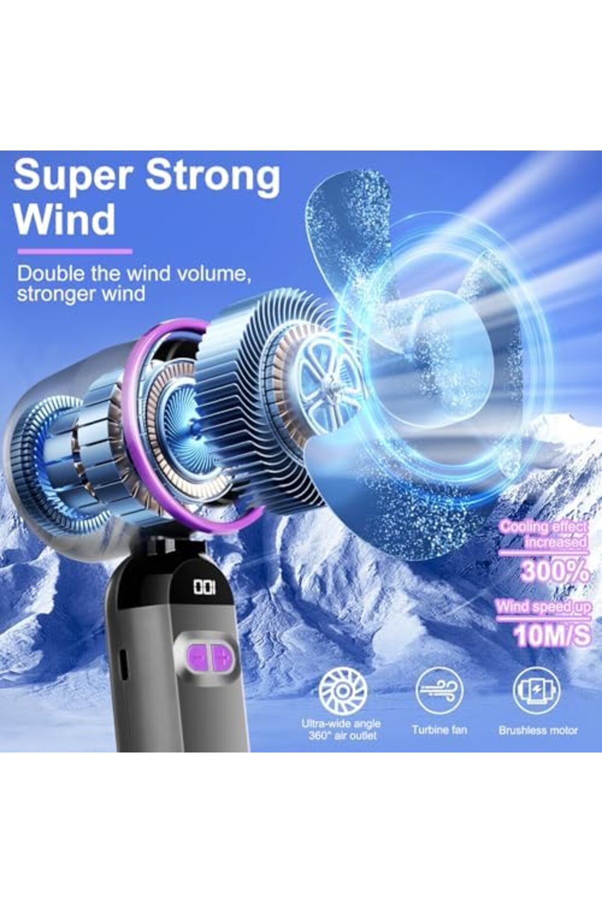 Generic-Portable Turbo Handheld Personal Fan for Travel and Office with USB Quick Cooling Feature (Gray) 6