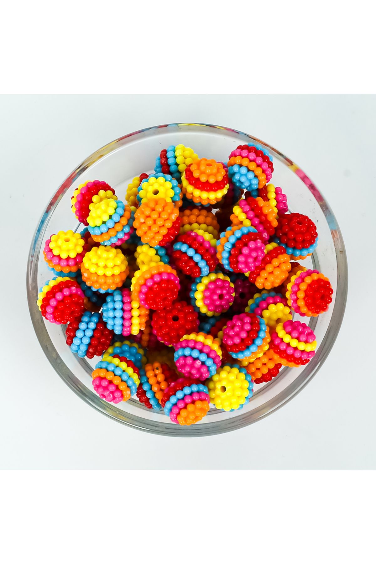 yfhobi 25 gram - 12 mm Karışık Renkli Böğürtlen Plastik Boncuk (25 gram - 38-40 Adet Arası)