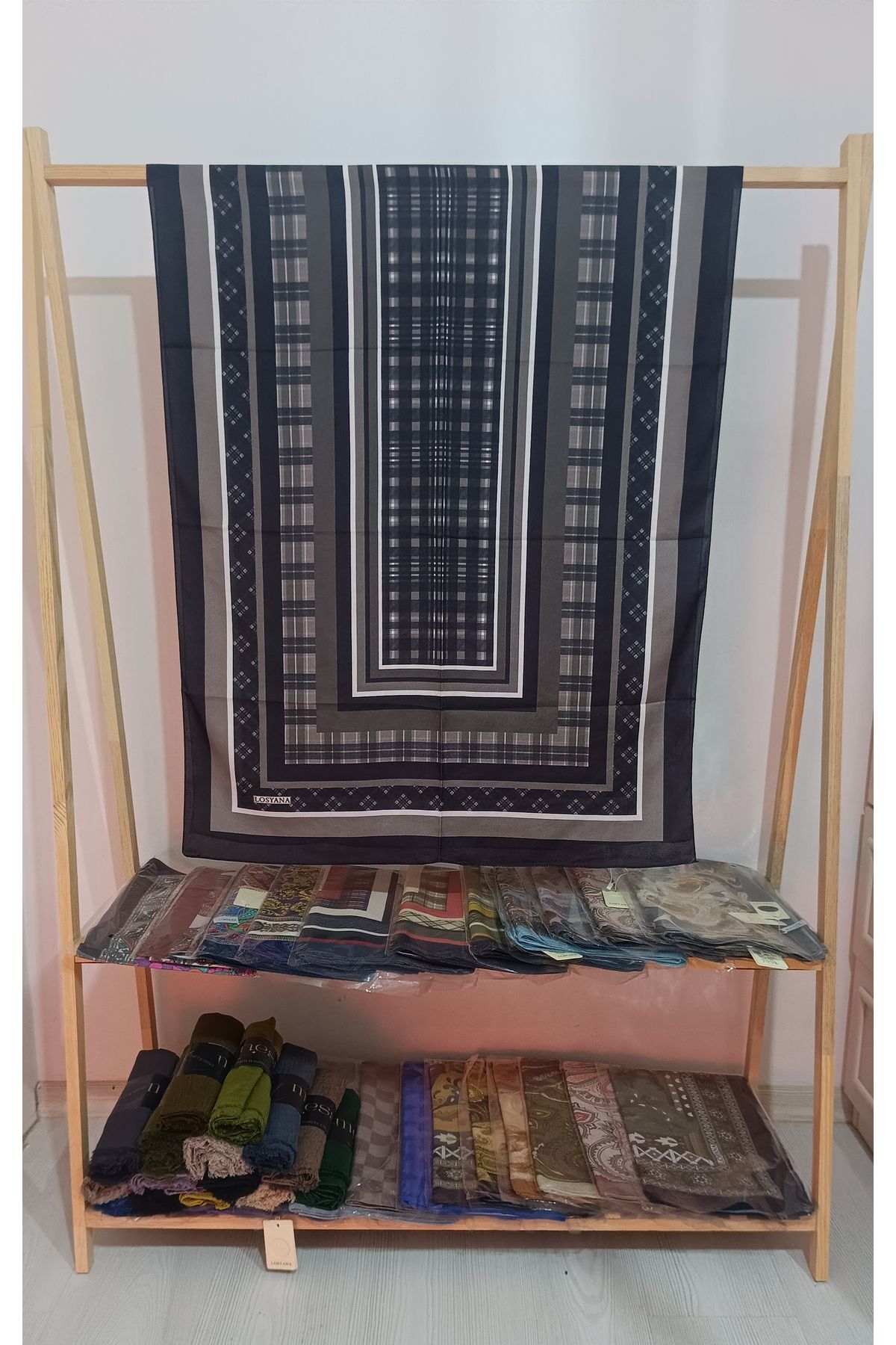 LOSYANA Pamuk Vual delux ekose desenli şal