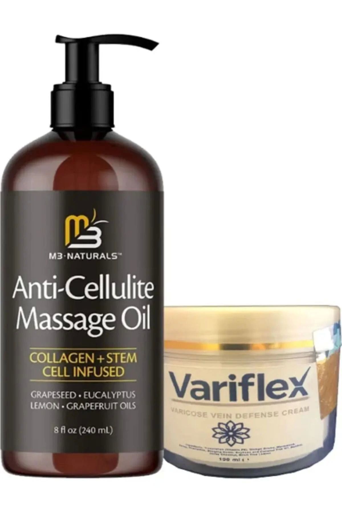 hayalimsah Naturals M3 Anti-Cellulite Massage Oil 240 ml Masaj Yağı + Varison Bakım Kremi 100 ml