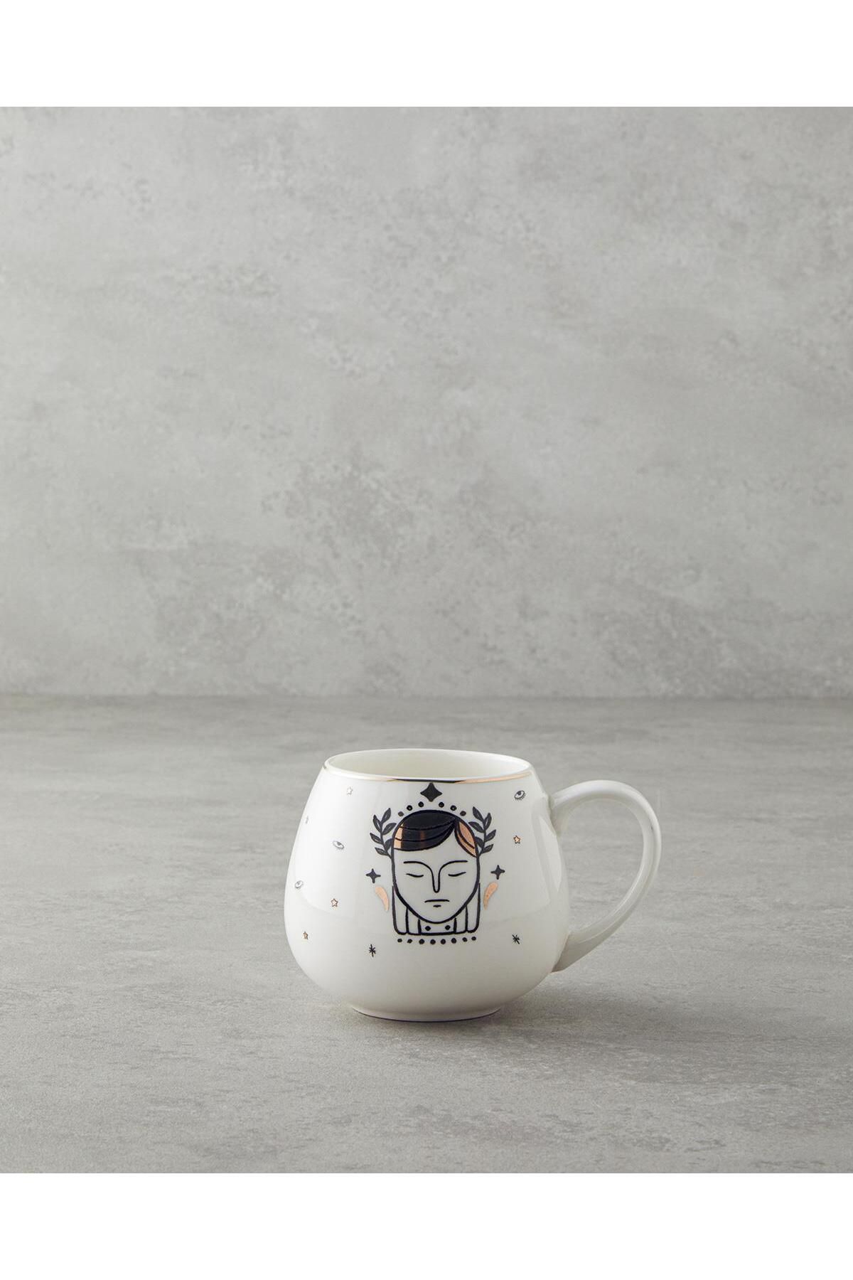 English Home Virgo New Bone China Kupa 325 ml Siyah-Beyaz-Gold