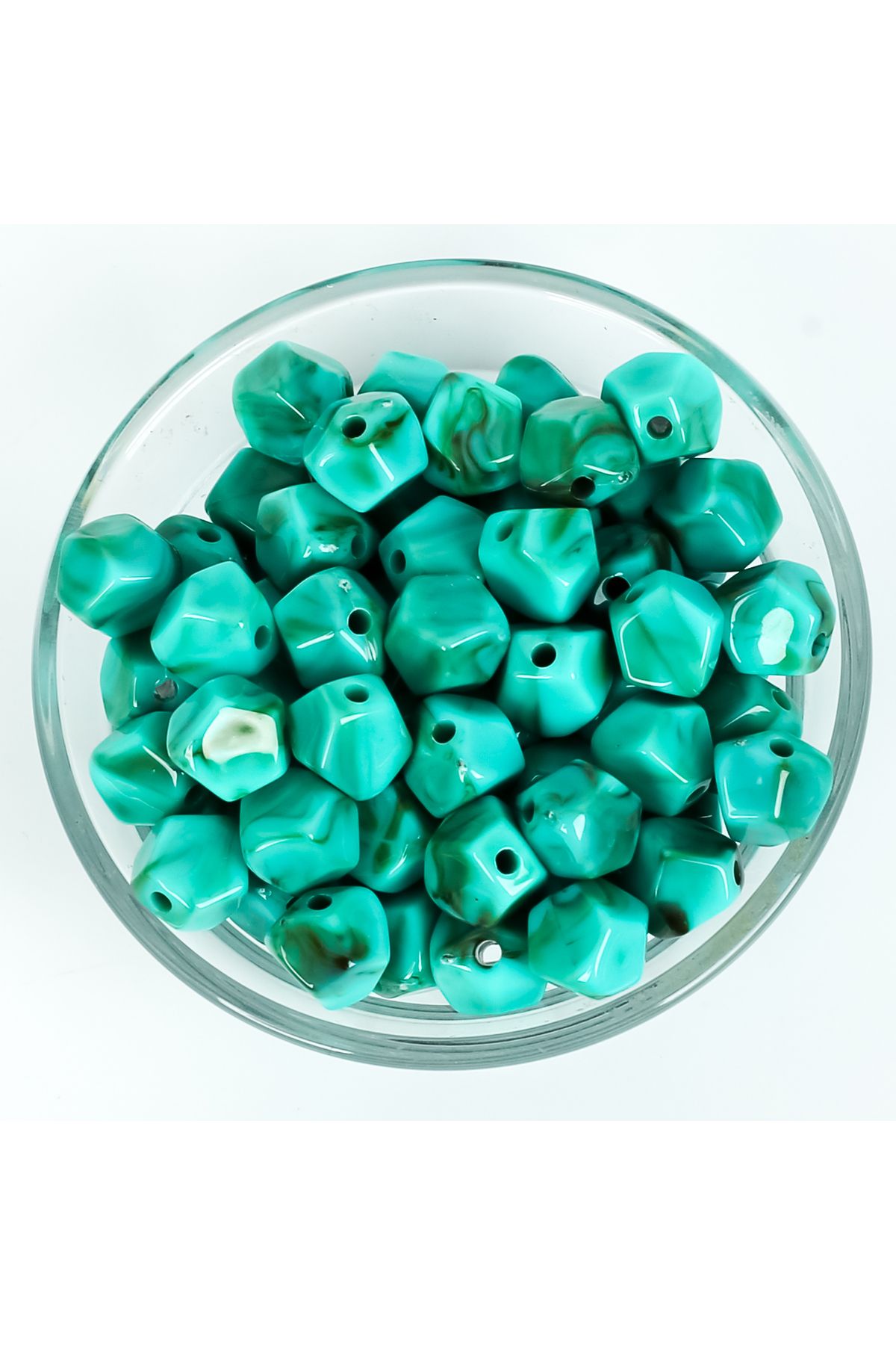 yfhobi 25 gram - 11 mm Firuze Desen Düzensiz Plastik Boncuk (25 gram - 28-30 Adet Arası)