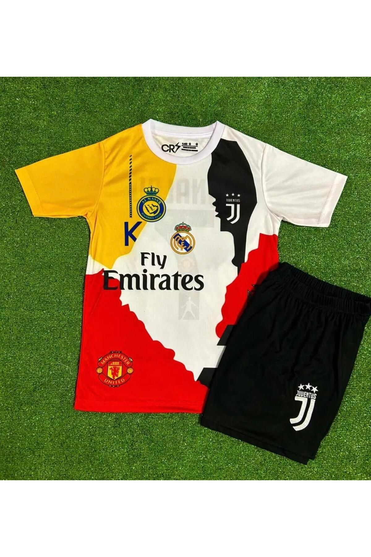 BARBITOS Cristiano Ronaldo Özel Tasarım Çocuk Fıtbol Forması hedyeli 4 lü set çorap bileklik HD1199