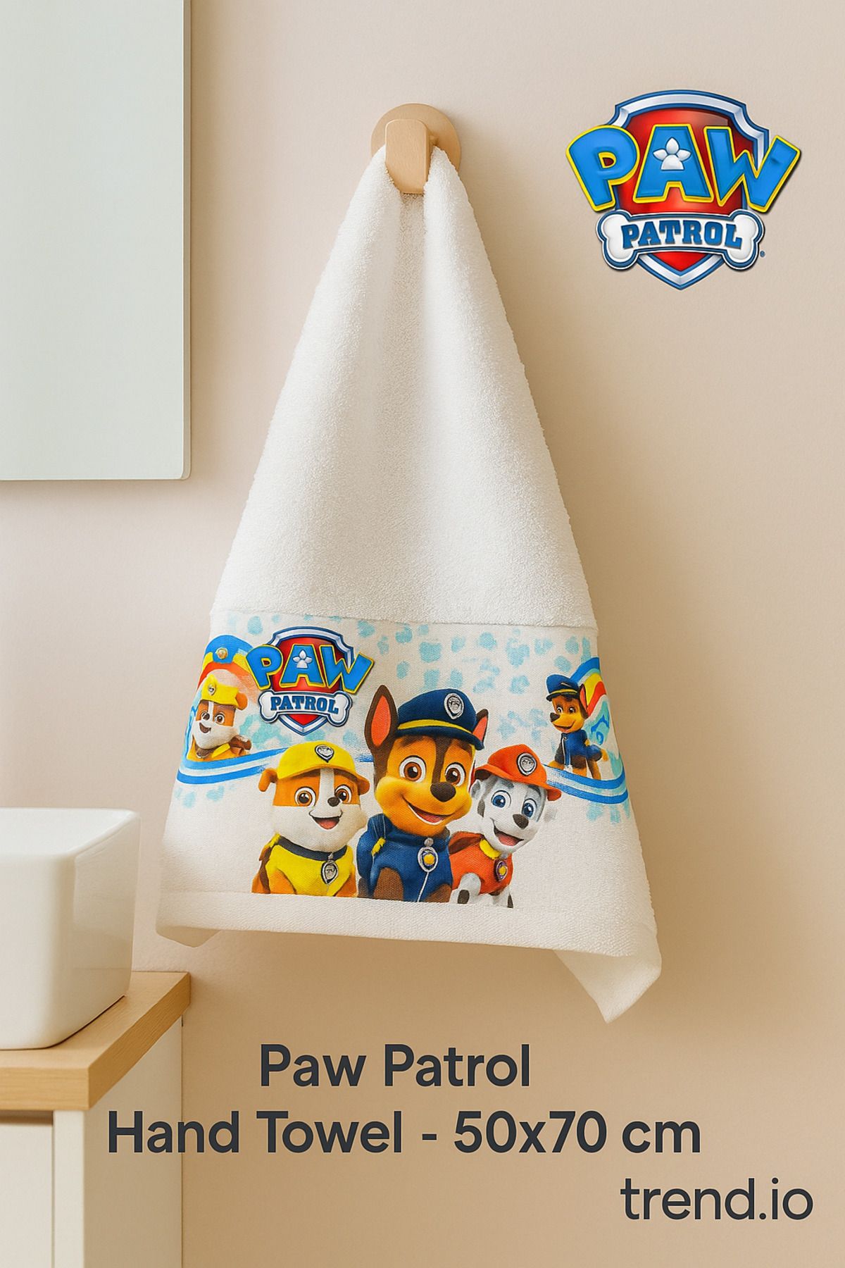 PAW PATROL Lisanslı %100 Pamuklu Kahraman Havlusu – 50×70 cm Rescue Edition