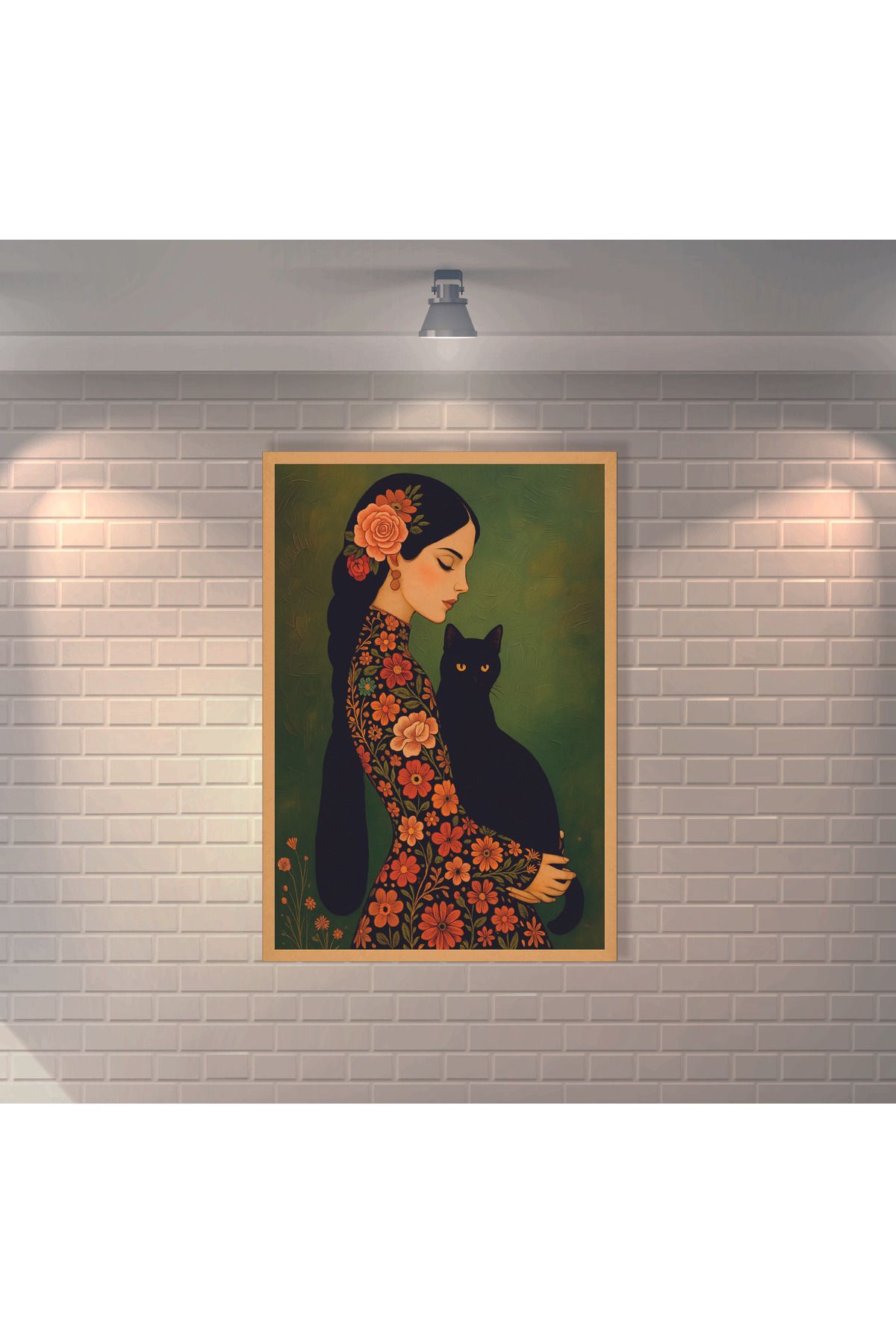 BBO REKLAM Kedili Kadın Retro MDF Duvar Dekarasyon Tablosu