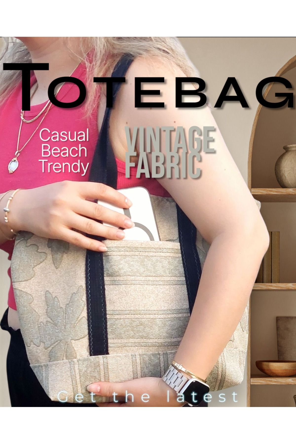 Mio Vero Yaprak Desenli, Cepli, Orta Boy Kadın Çanta – Vintage Şıklık & Rahat Kullanım 💼🍃👜