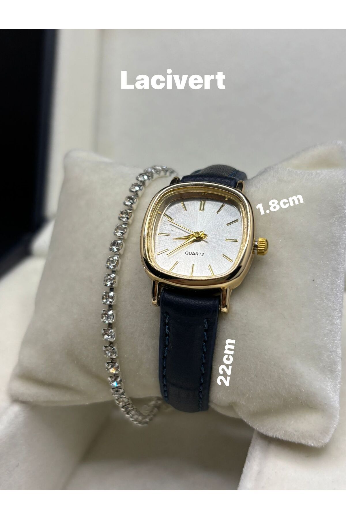 Brality Retro Vintage Kadın Kol Saati Hakiki Deri LACİVERT Renk , Şık Ve Zarif Tasarım SU YOLU BİLEKLİK 0021