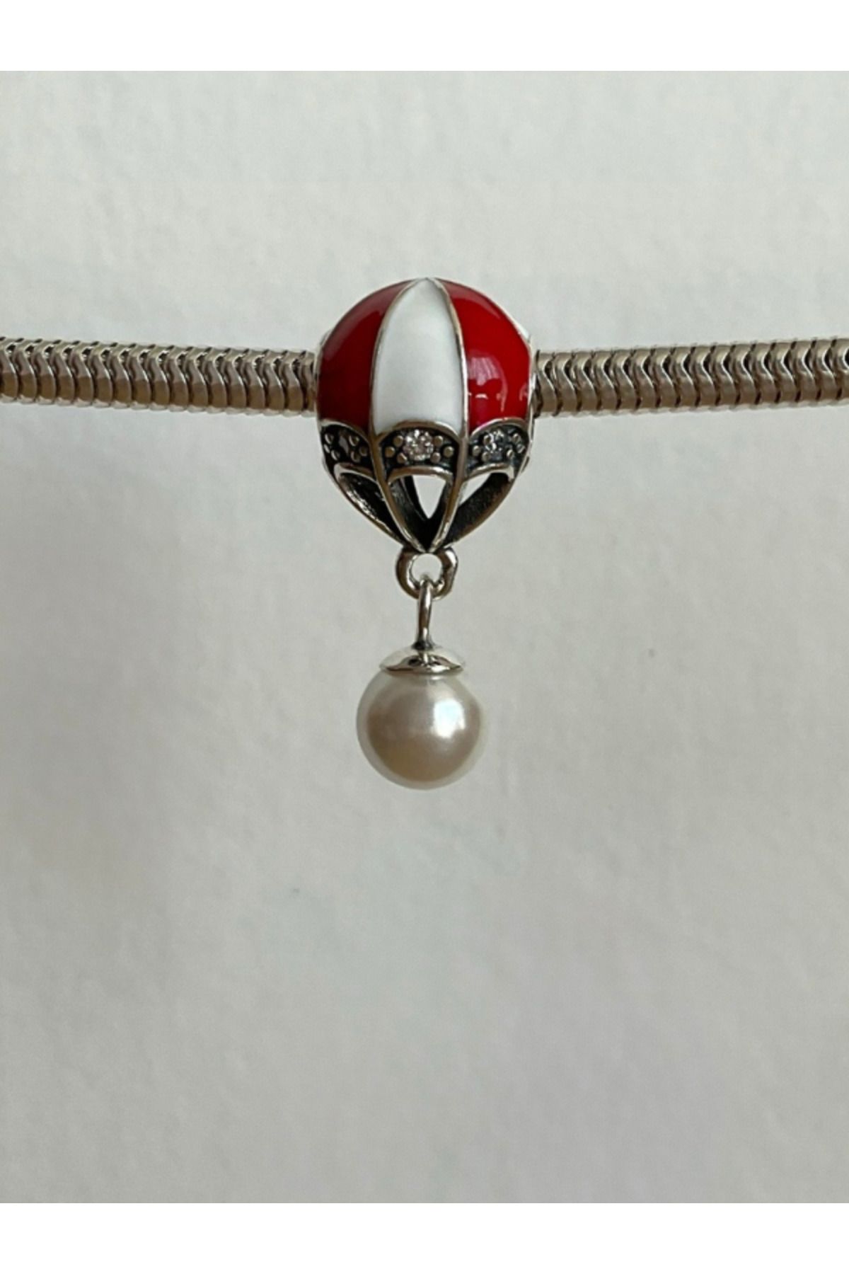 maisonleor İnci Sallantılı Hava Balonu Gümüş Charm