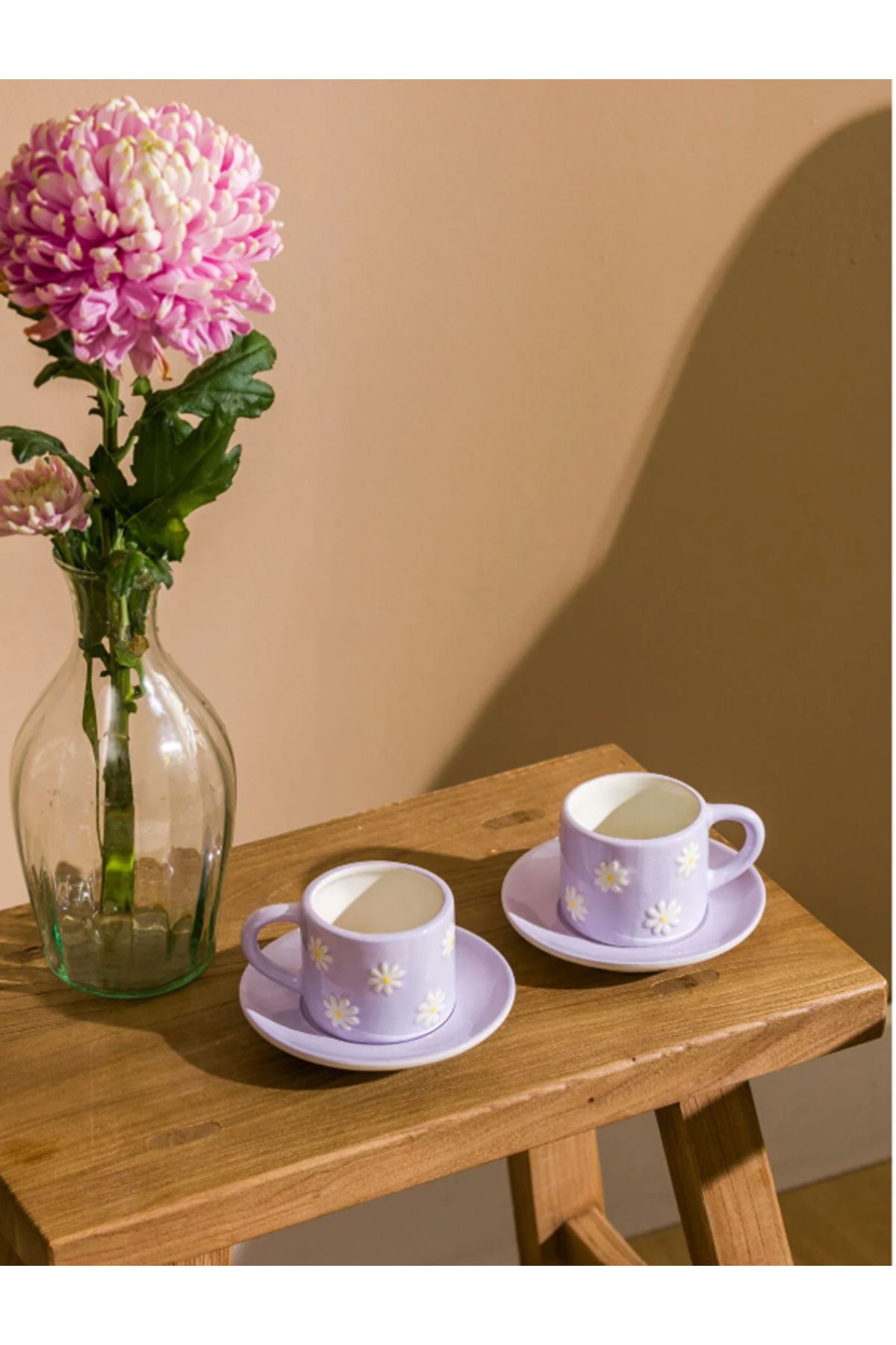 LC Waikiki LCW HOME Lila Çiçek Baskılı 2 Kişilik Porselen Kahve Fincan Takımı 100 ml
