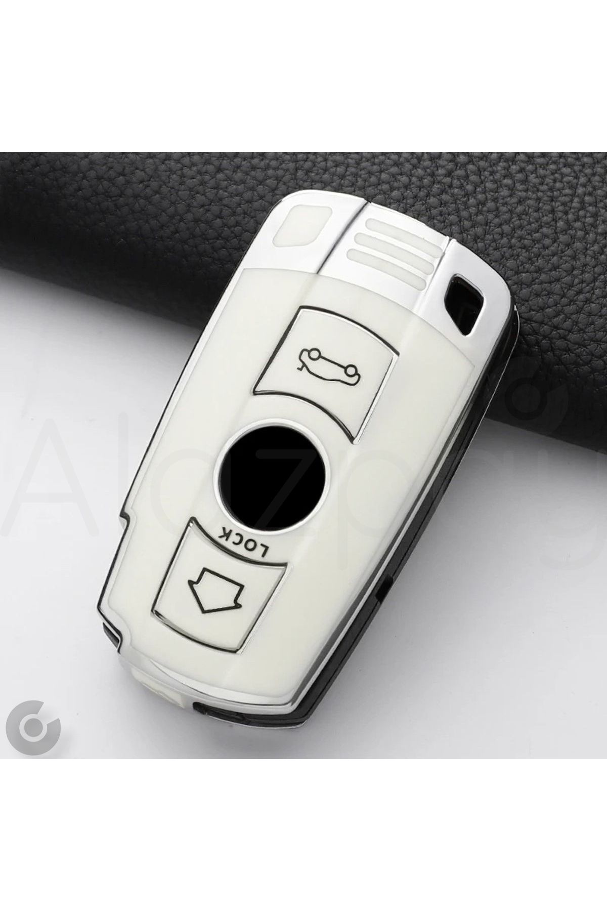 Alazpay BMW E60 E61 E70 E81 E87 E90 E91 E92 X1 X5 X3 1 3 5 6 Z4 M3 M5 TPU Anahtar Kılıfı (Beyaz Gümüş)