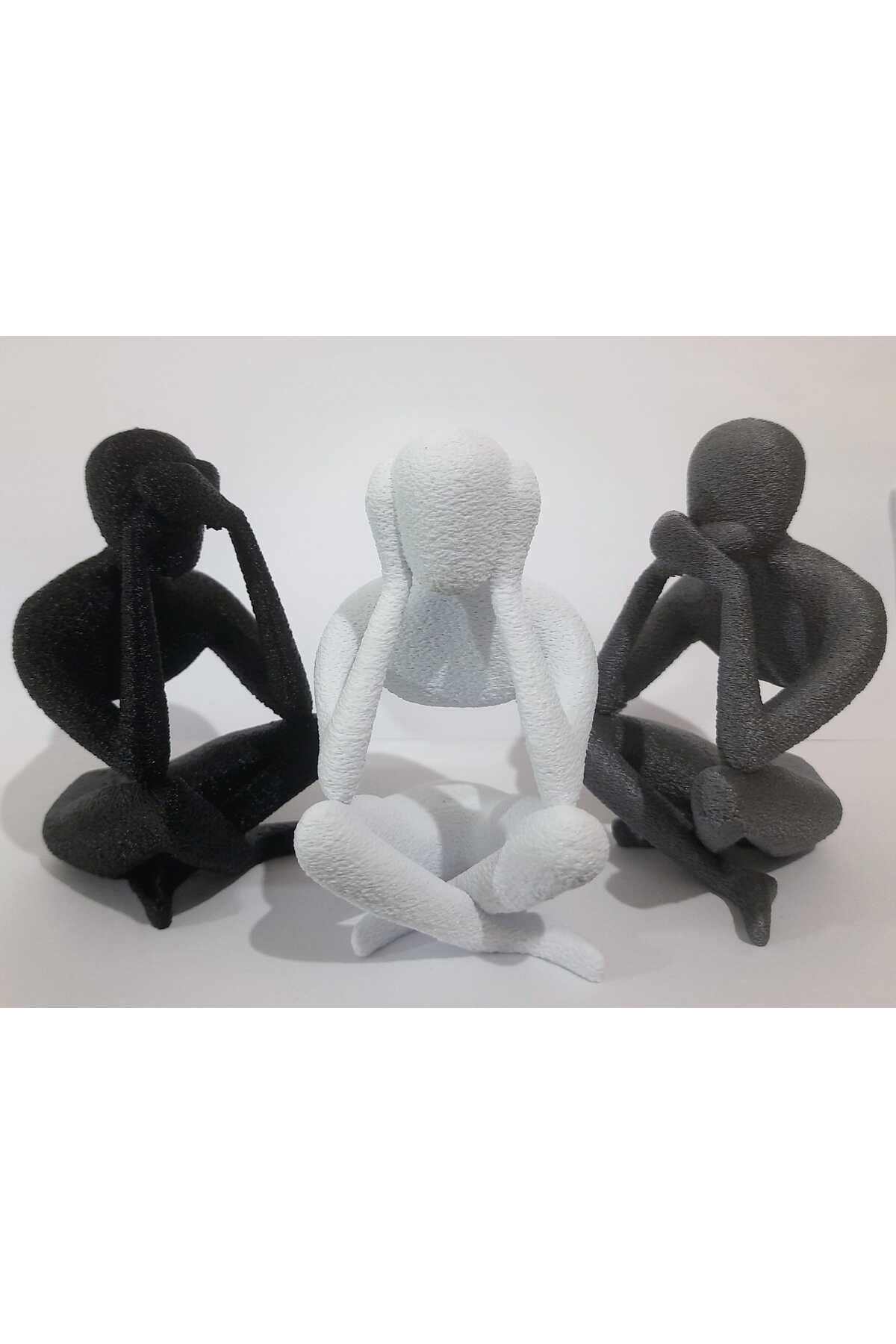 NO BRAND Mizaru, Kikazaru, Iwazaru – Üç Maymun Felsefesini Yansıtan 3D Baskı Figür Seti