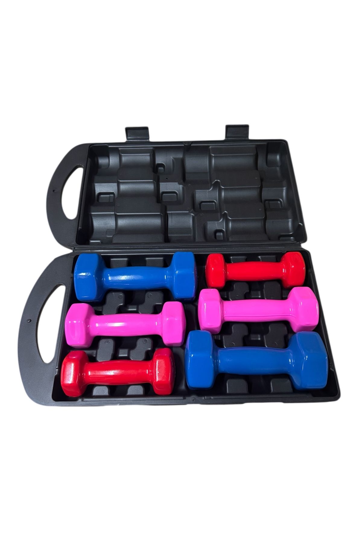 HEPİTOP 10 Kg Vinly Kaplı Dipping Dumbbell Set Kadınlar İçin Çantalı Dambıl Set 1 kg, 1,5 Kg, 2,5 kg