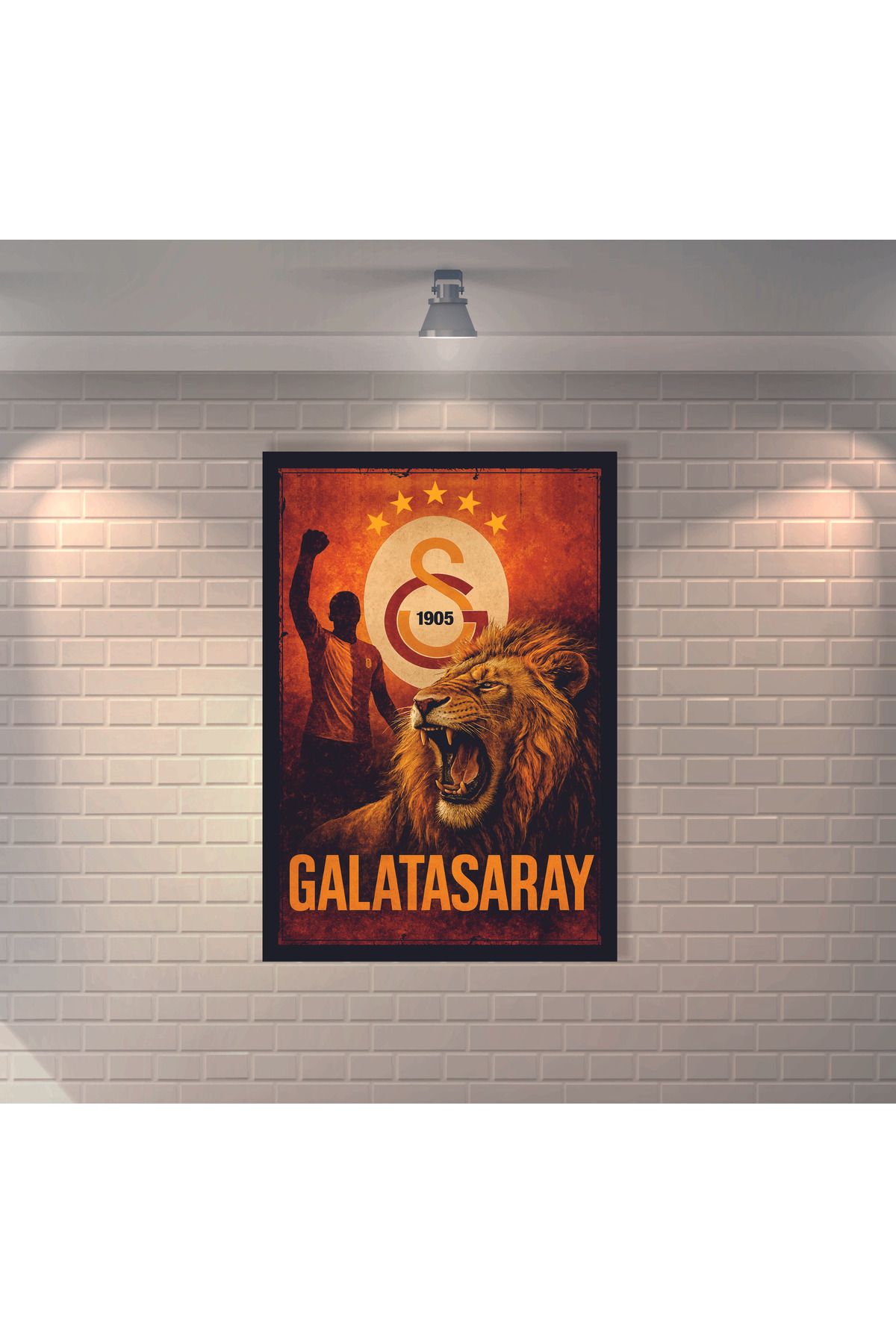 BBO REKLAM Galatasaray 5 Yıldız Aslan Retro MDF Duvar Dekarasyon Tablosu