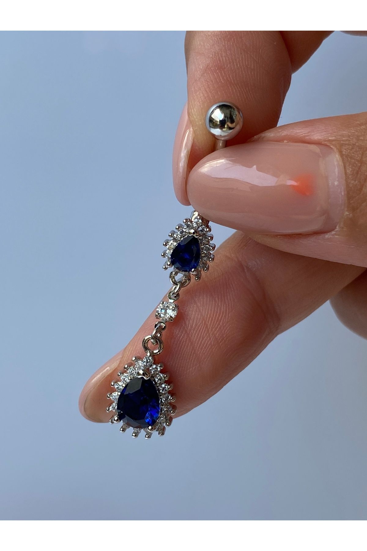 kurukafagift Çelik Sallantılı Taşlı Uzun Göbek Piercing
