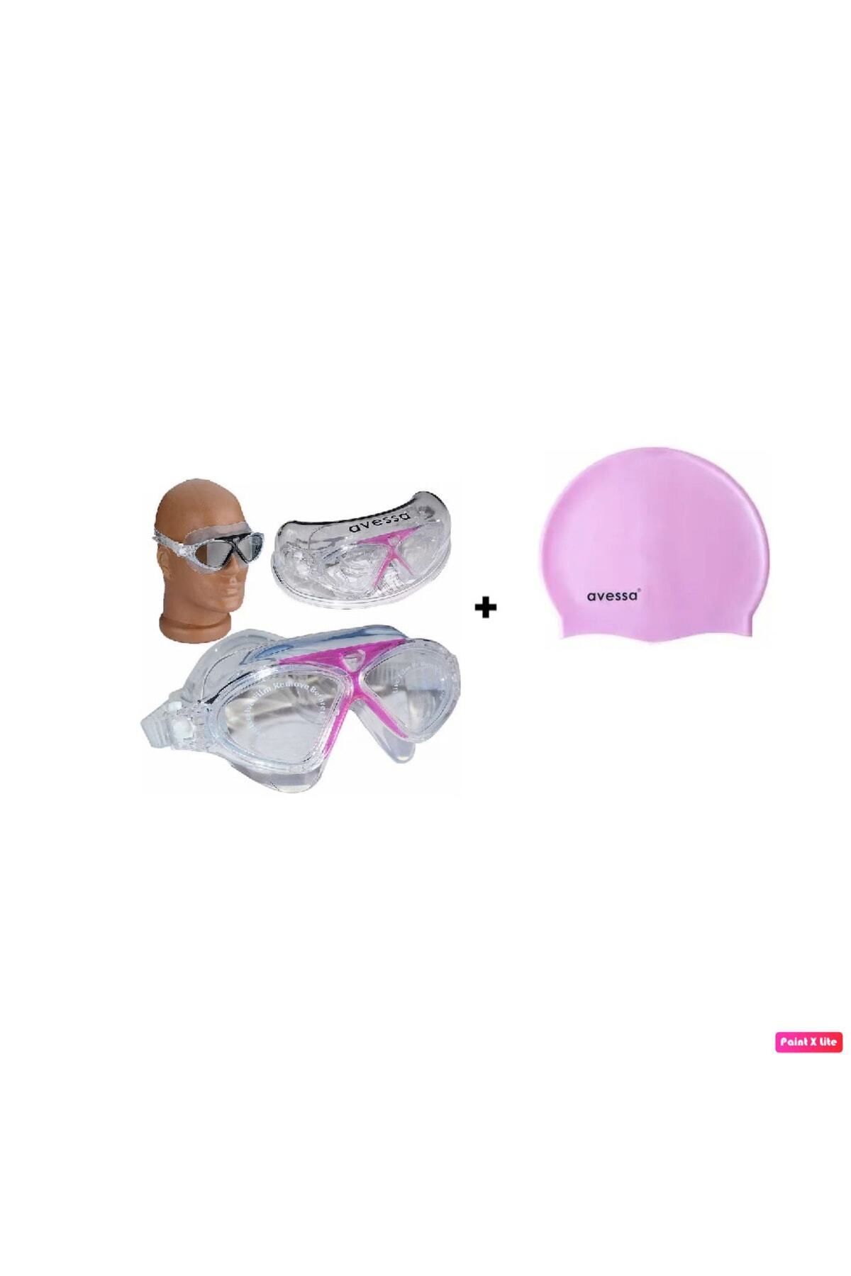 teknotrust Pembe Unisex Yüzücü Deniz Gözlüğü Buğu Önleyici ve Silikon Bone ile Set