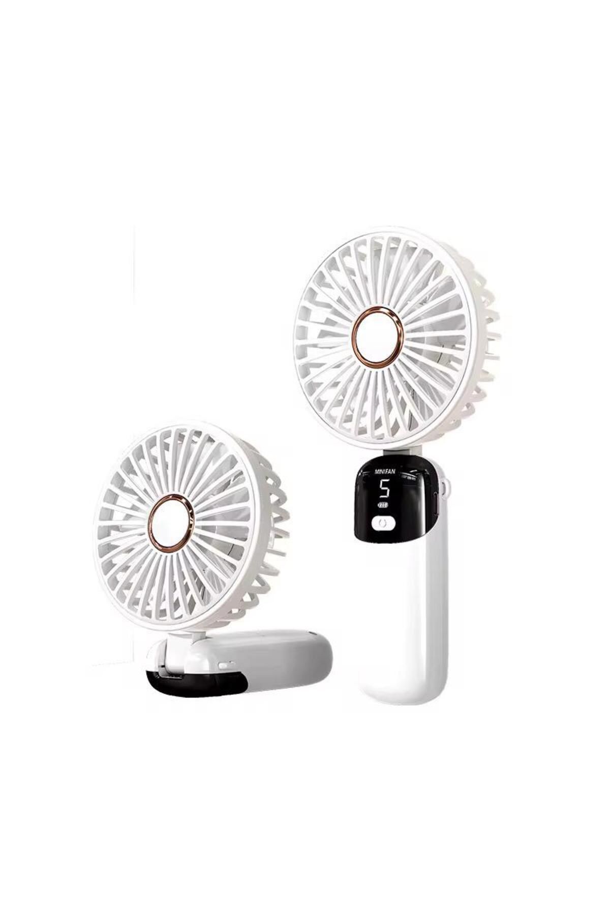 Blooming Plus Digital Taşınabilir Şarjlı Mini Vantilatör Beyaz