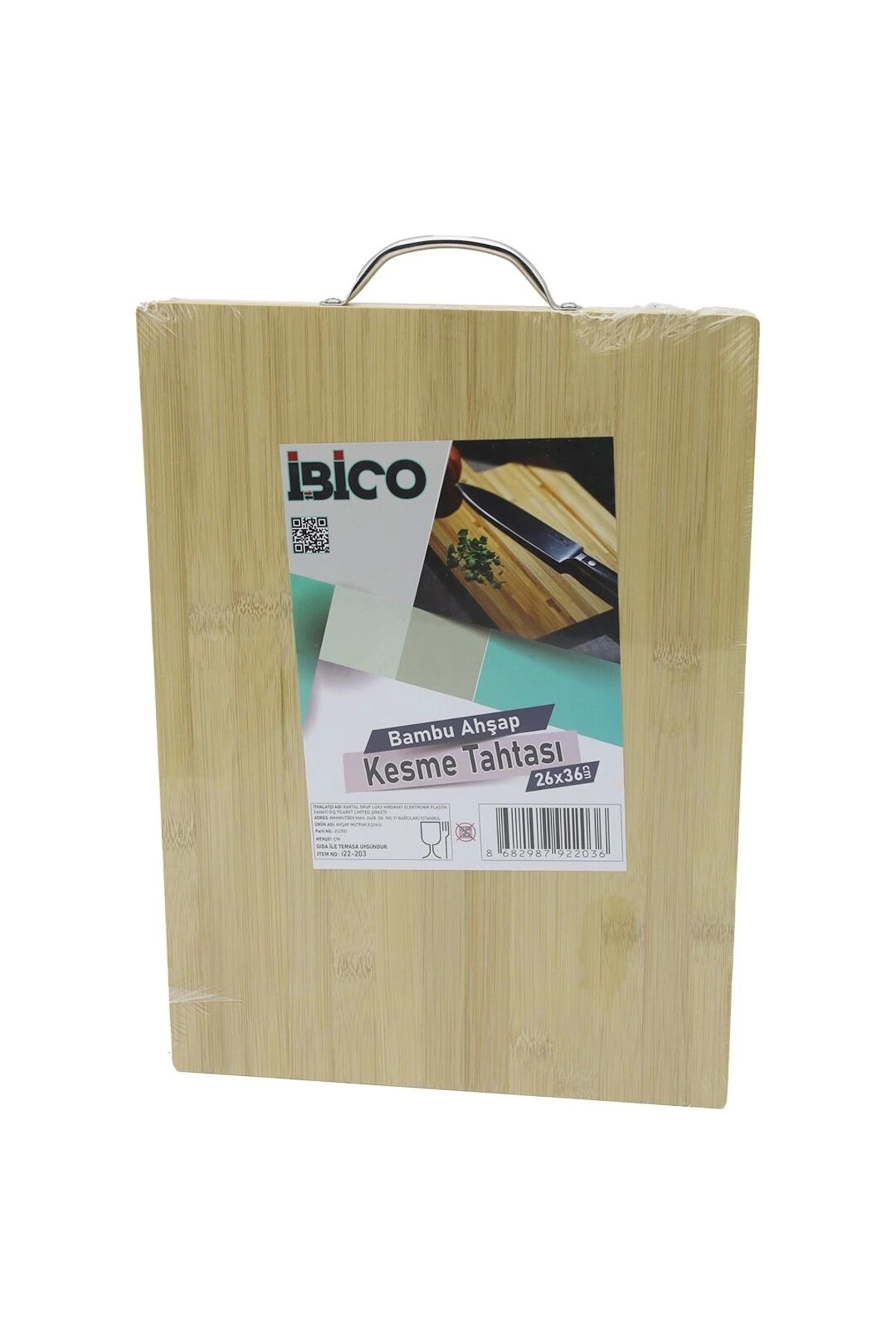 Lenaca 26x36 X 1.7cm Lux Ahşap Bambu Kesim Panosu - Kesme Tahtası Metal Kulplu