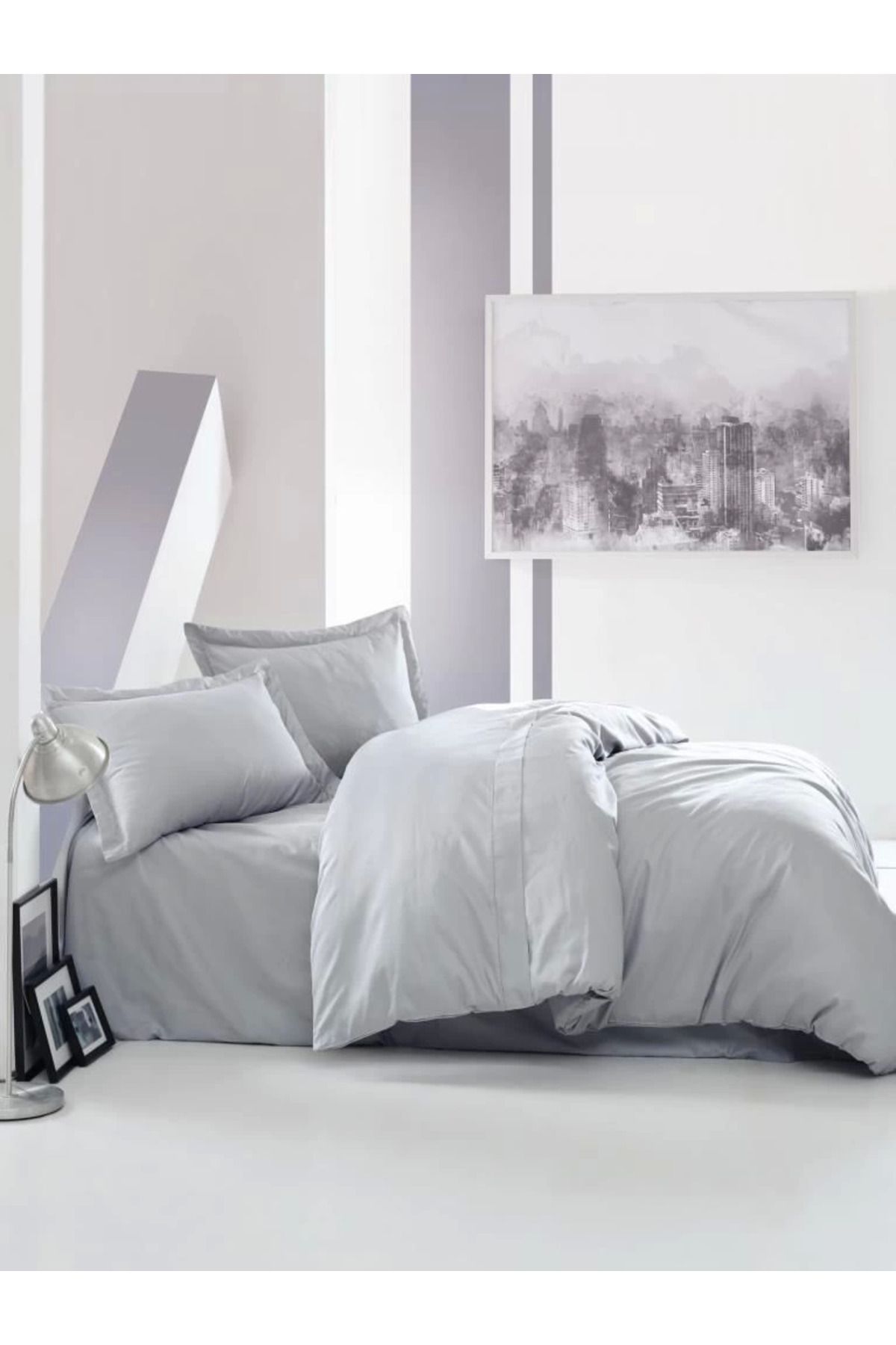 MT29 GİYİM Cotton Box Tek Kişilik Saten Nevresim Takımı Elegante Gri