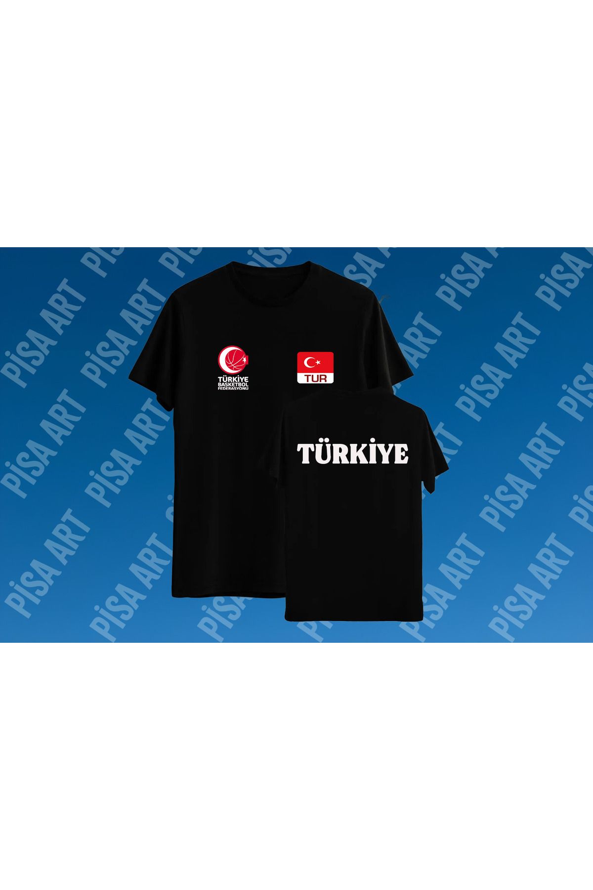 Pisa Art Türkiye Basketbol Özel Tasarım Kişiselleştirilebilir T-Shirt