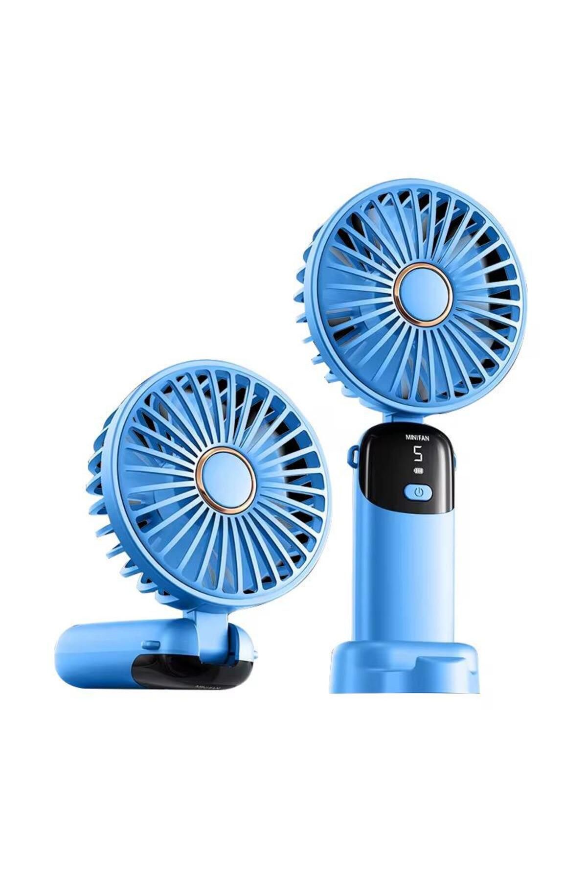 Blooming Plus Digital Taşınabilir Şarjlı Mini Vantilatör Mavi
