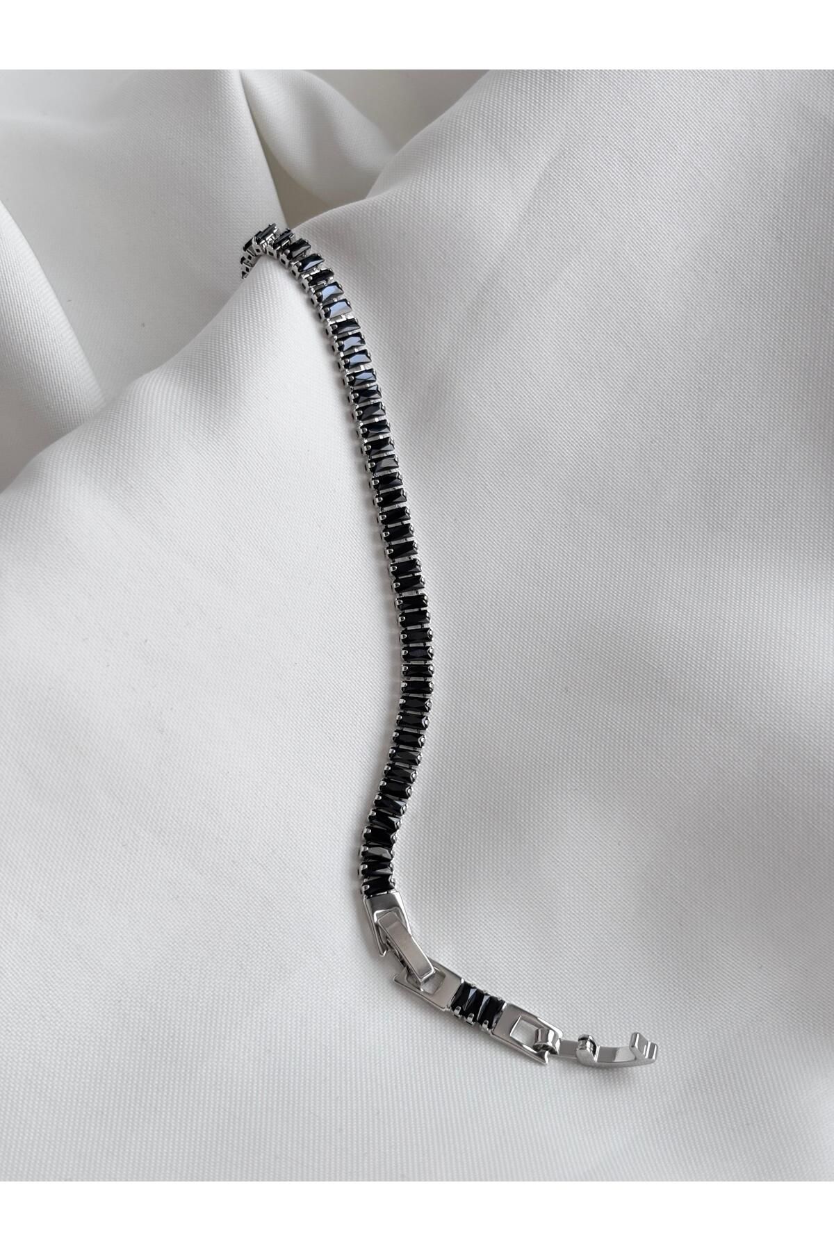Bellamy Jewelry Siyah Su Yolu Bileklik - Silver