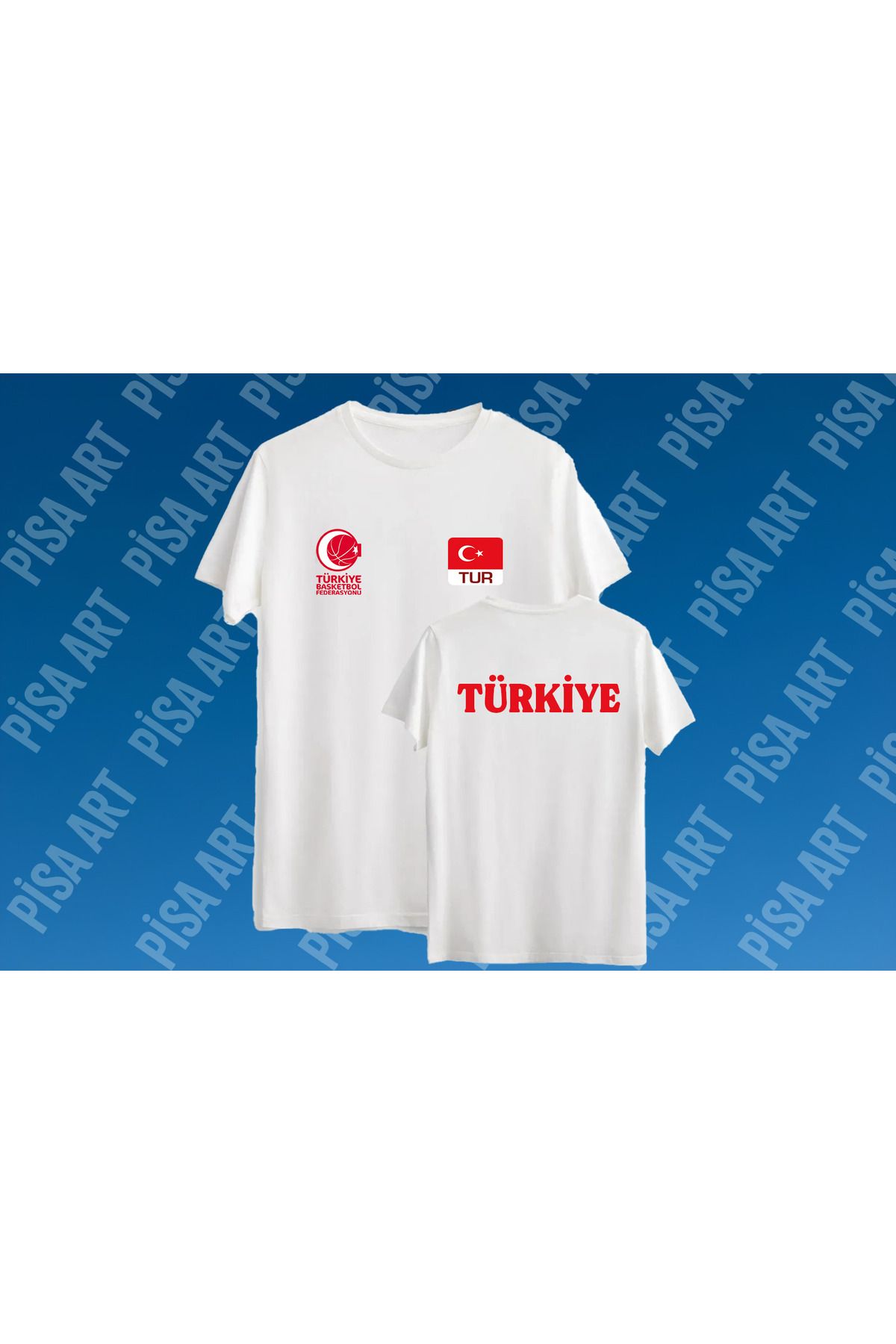 Pisa Art Türkiye Basketbol Özel Tasarım Kişiselleştirilebilir T-Shirt