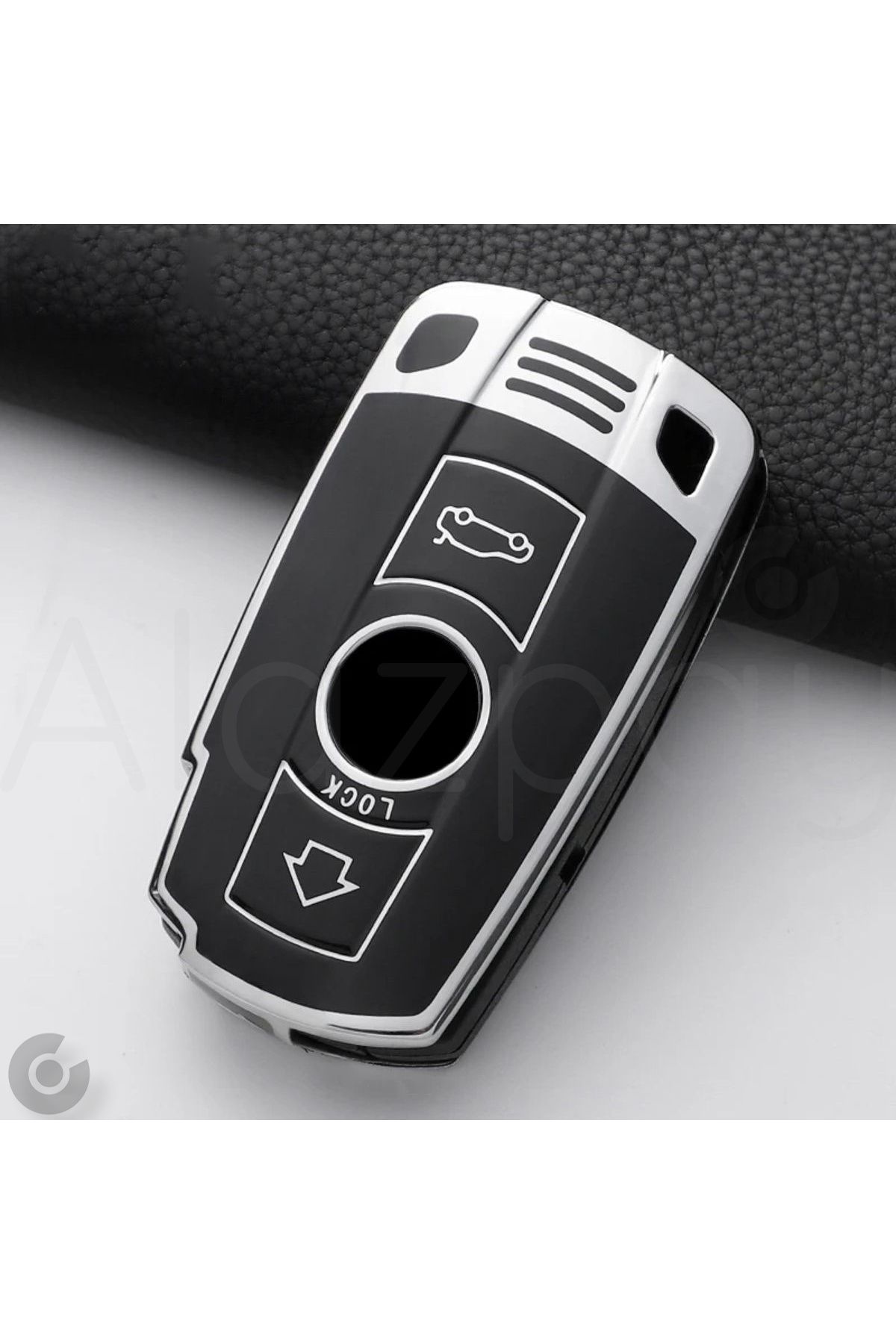 Alazpay BMW E60 E61 E70 E81 E87 E90 E91 E92 X1 X5 X3 1 3 5 6 Z4 M3 M5 TPU Anahtar Kılıfı (Siyah Gümüş)