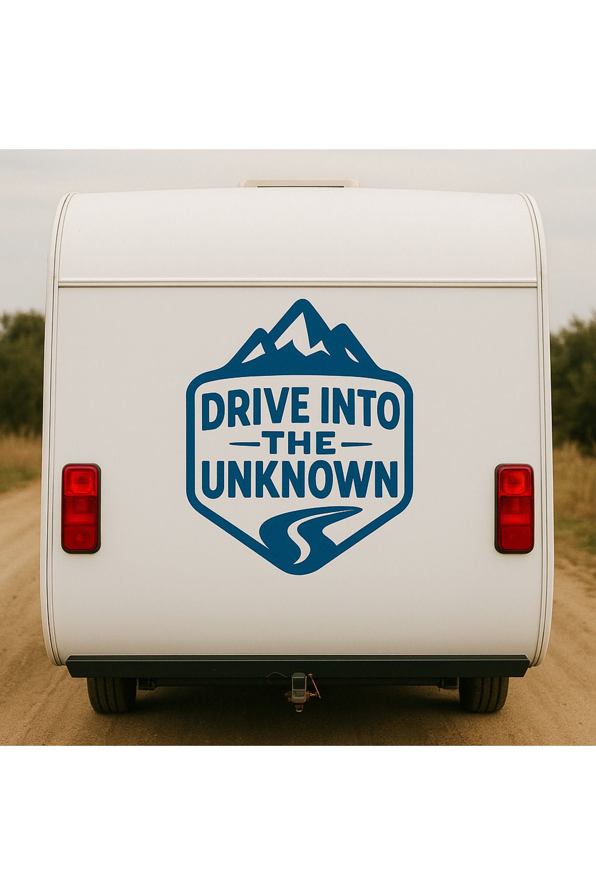 arduçlazer Drive Into the Unknown (Bilinmeye Sür) Sticker – Karavan & Araç Arkası Sticker Tasarımı 80x80 cm