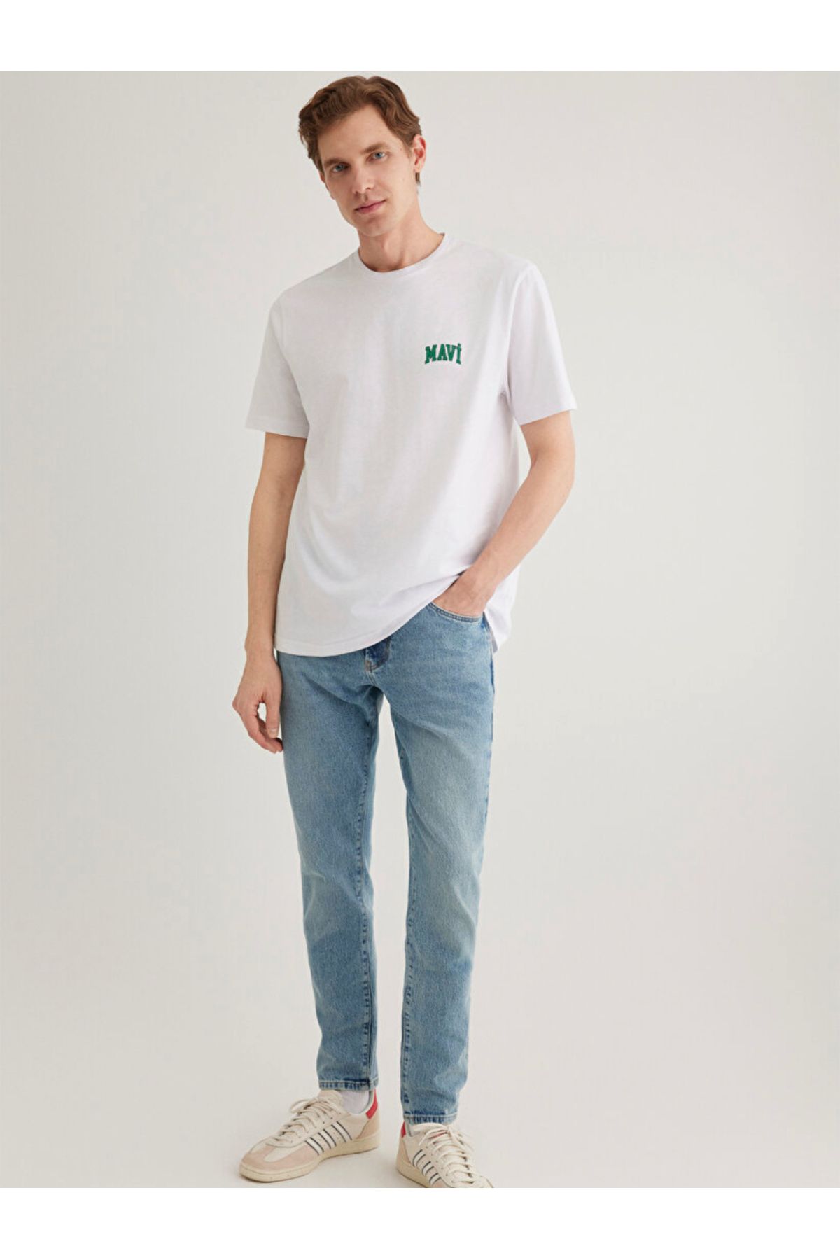 U.S. Polo Assn. Mavi Bisiklet Yaka Regular Fit Logo Baskılı Beyaz Erkek T-shirt DMK.M0611714-620.