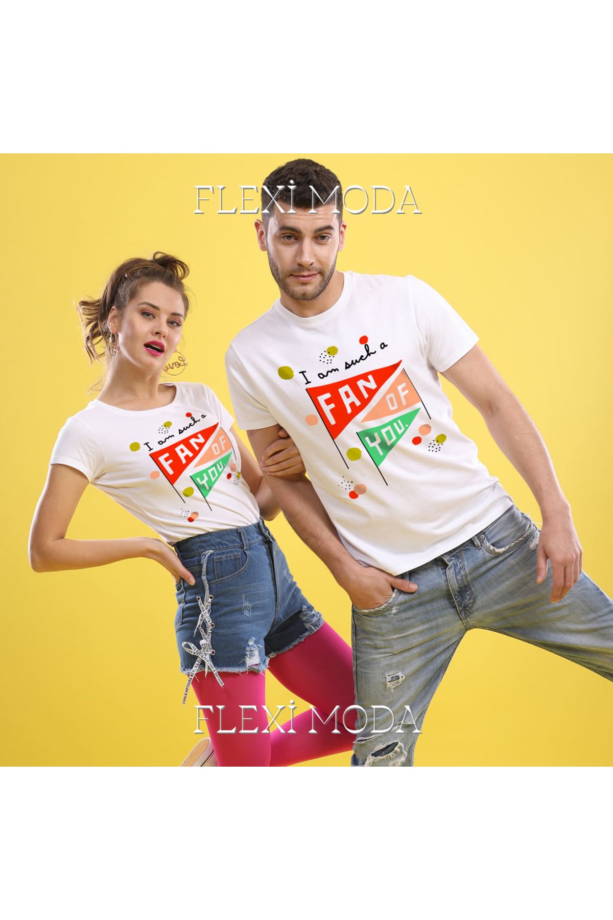 Hunors Sportswear & Company I Am Such A Fan Of You Yazılı Sevgili Çift Kombini Oversize 2'li Tişört
