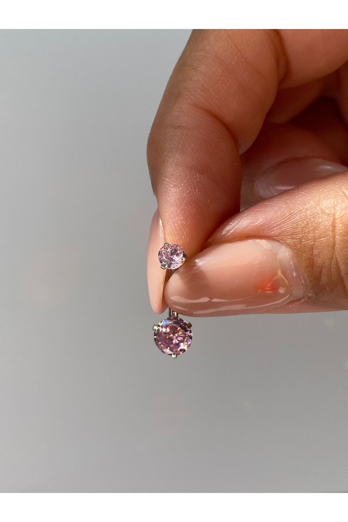 kurukafagift Taşlı Parlak Çelik Göbek Piercing Minik Model