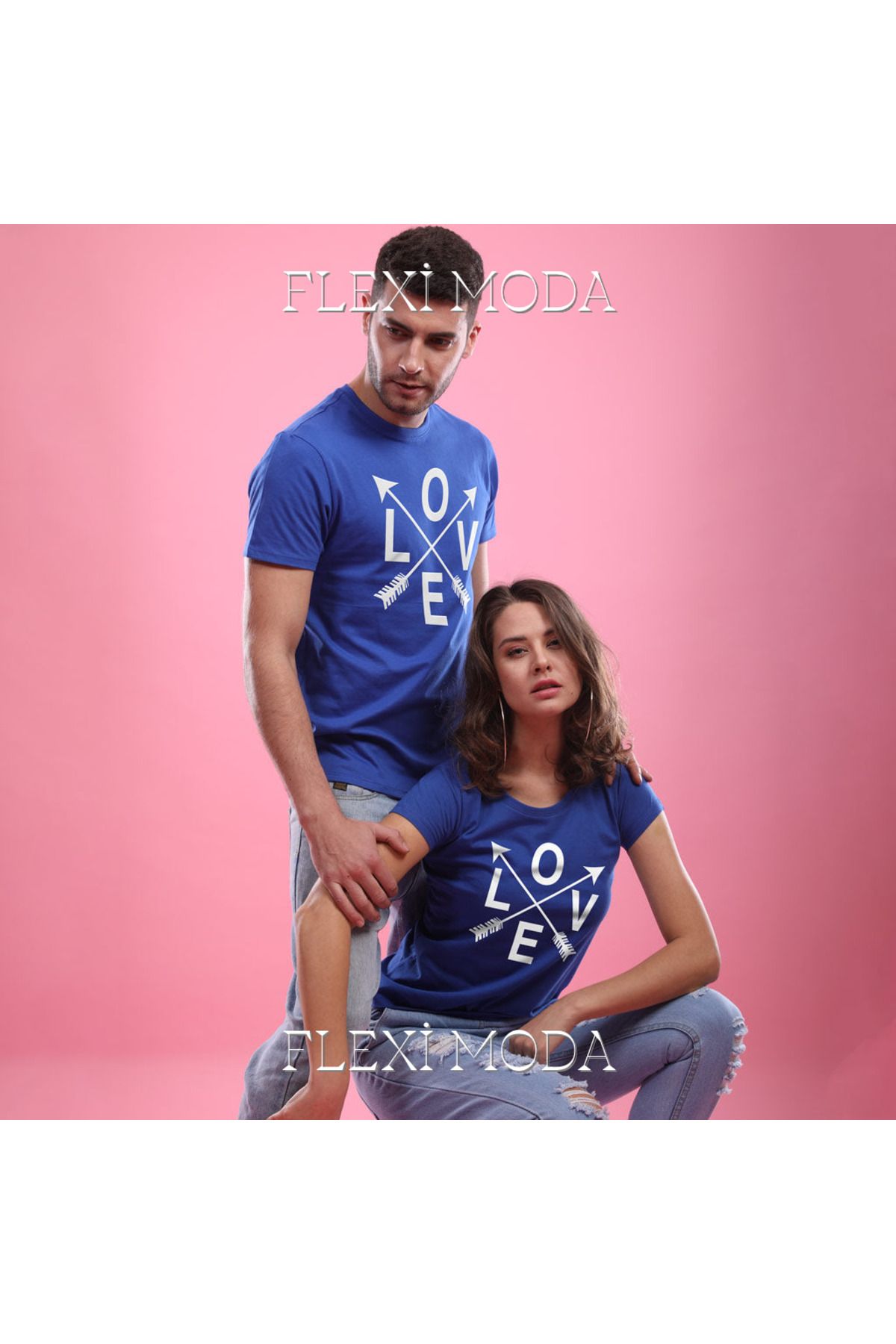 Hunors Sportswear & Company Love Yazılı Sevgili Çift Kombini Oversize 2'li Tişört