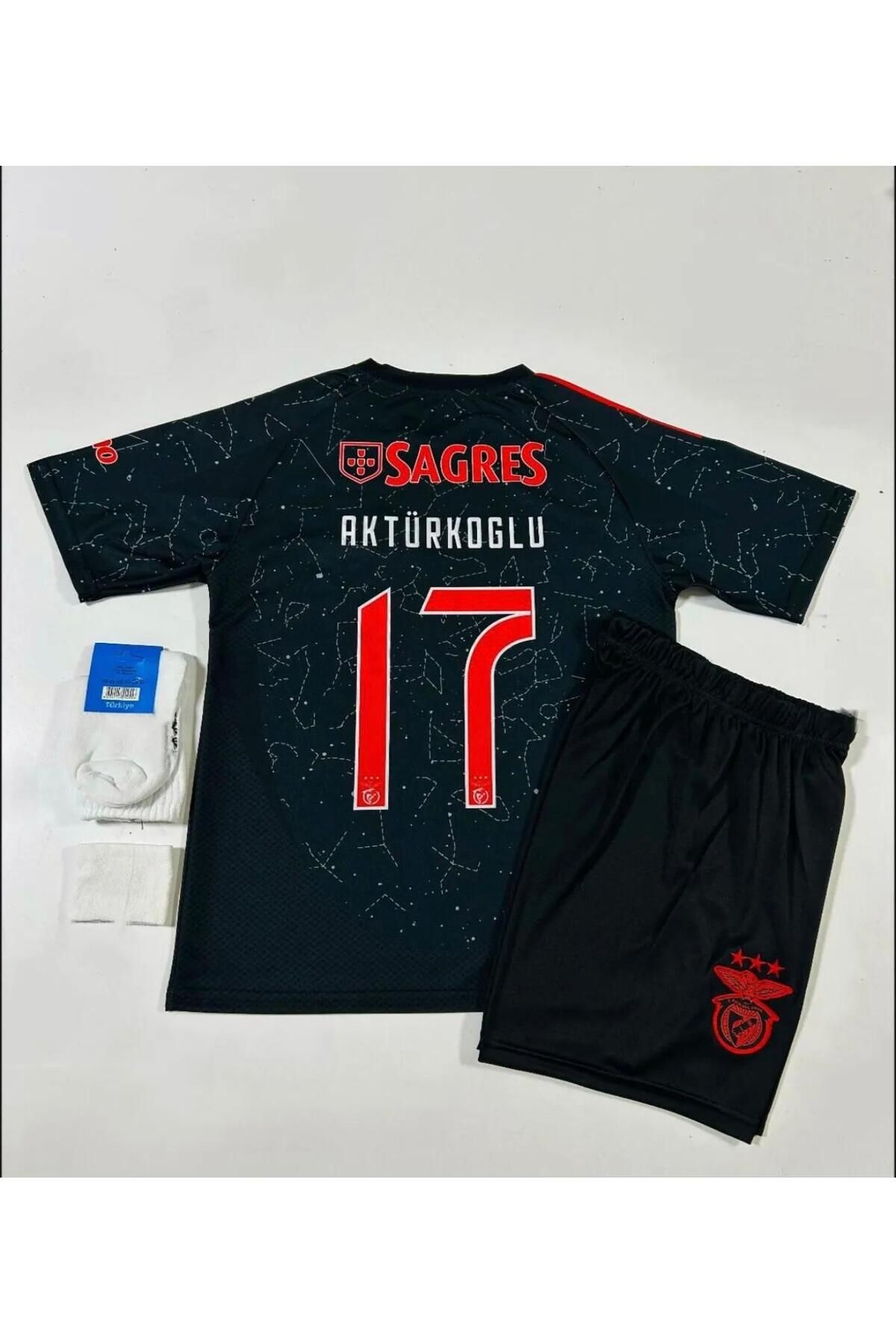 BARBITOS Benfica 2024/25 Yeni Sezon Kerem Aktürkoğlu Deplasman Çocuk Forması Hedyeli 4'lü Set HD1199