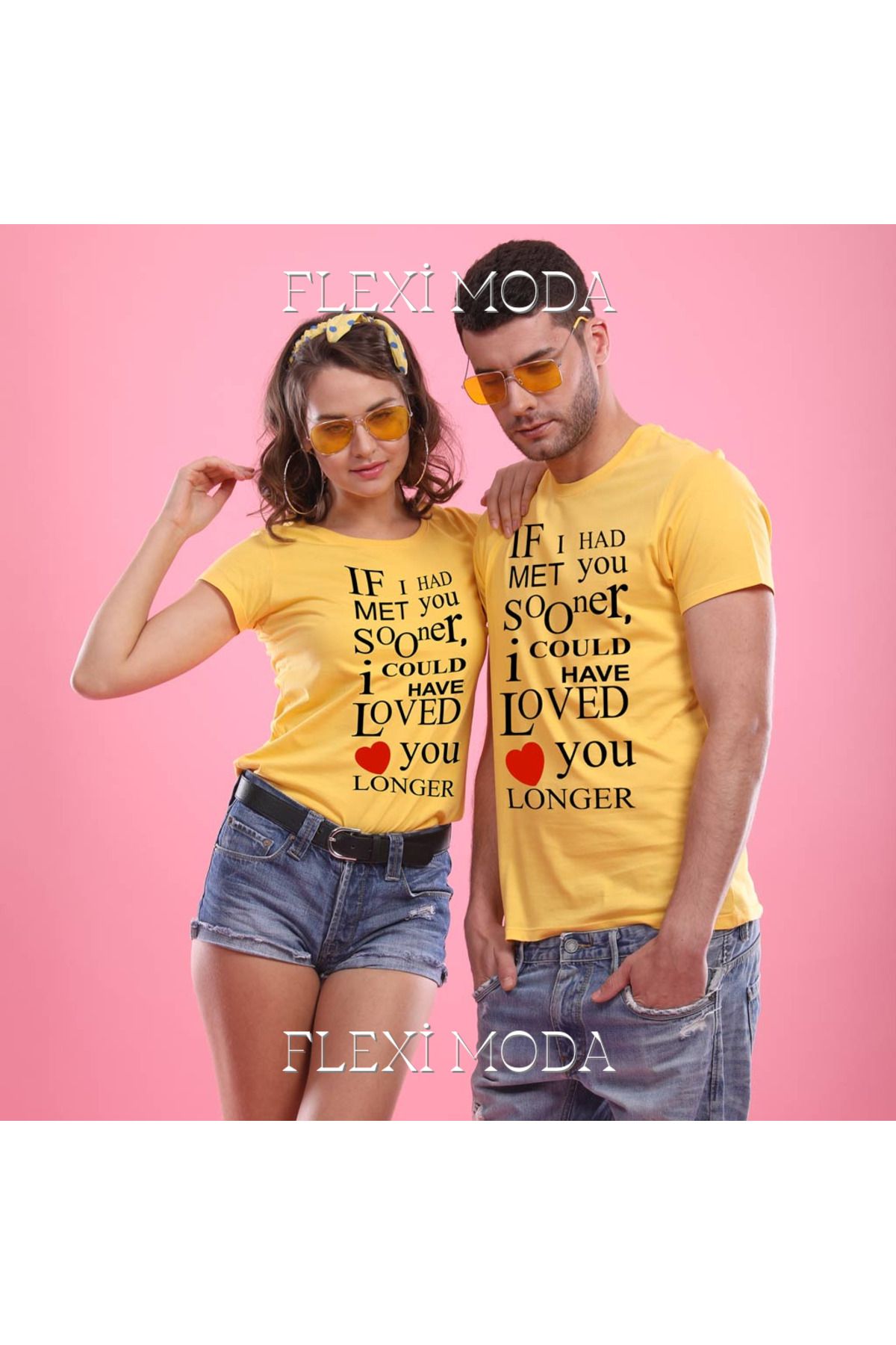 Hunors Sportswear & Company If I Had Met You Yazılı Sevgili Çift Kombini Oversize 2'li Tişört
