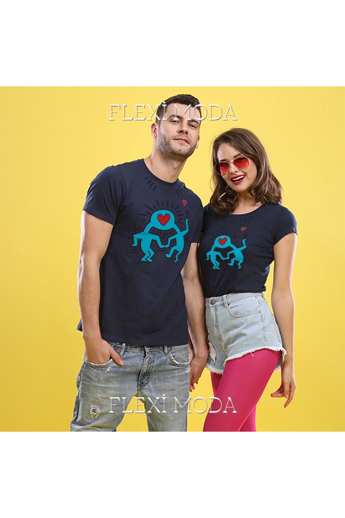 Hunors Sportswear & Company Better Together Heartin Yazılı Sevgili Çift Kombini Oversize 2'li Tişört