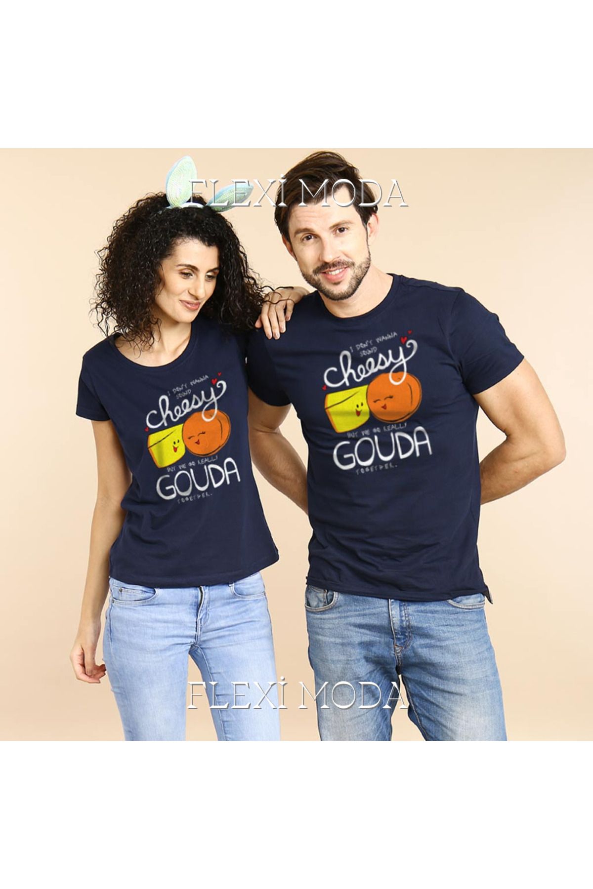Hunors Sportswear & Company I Dont Wanna Sound Cheesy Temalı Sevgili Çift Kombini Oversize 2'li Tişört