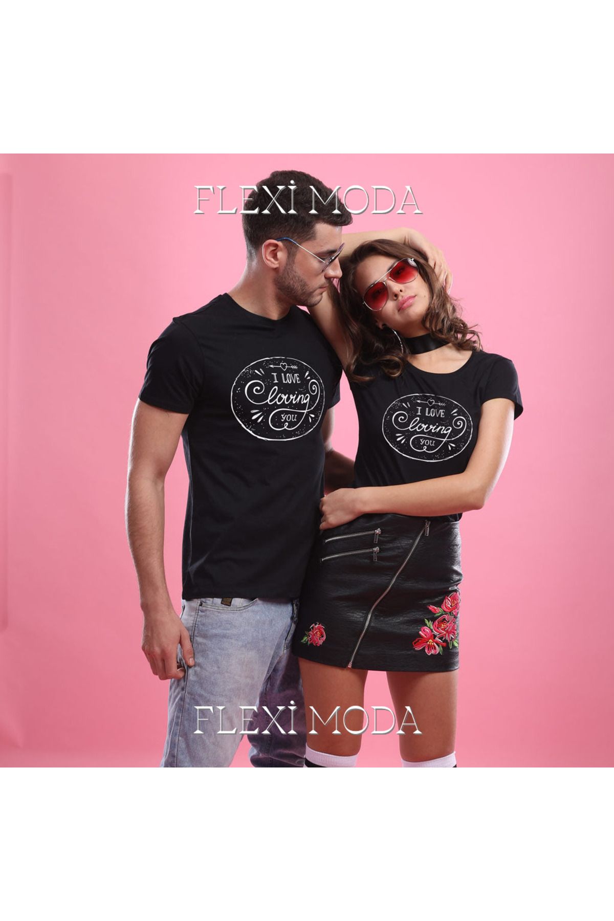 Hunors Sportswear & Company I Love loving You Yazılı Sevgili Çift Kombini Oversize 2'li Tişört