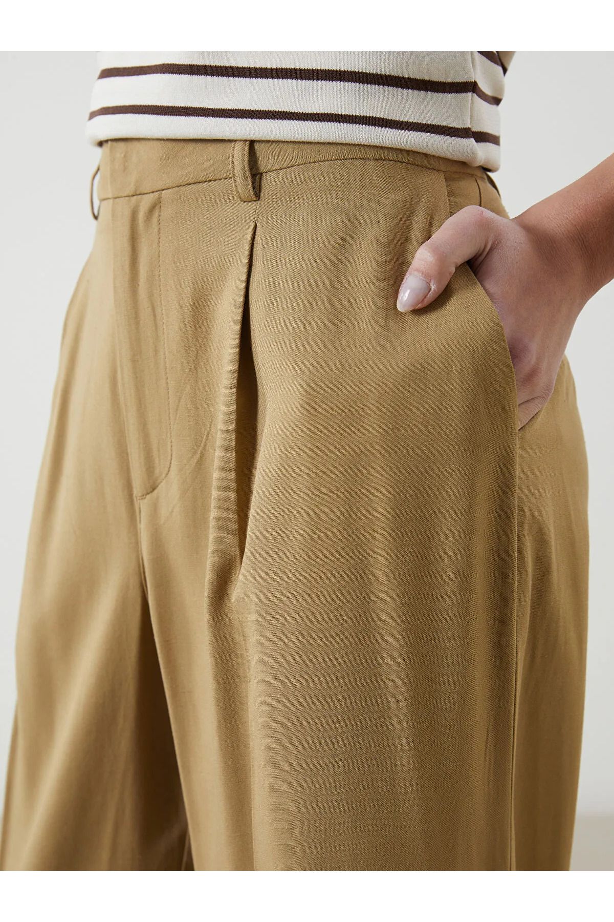 LC Waikiki-Pantaloni de damă în amestec de in cu talie elastică 6